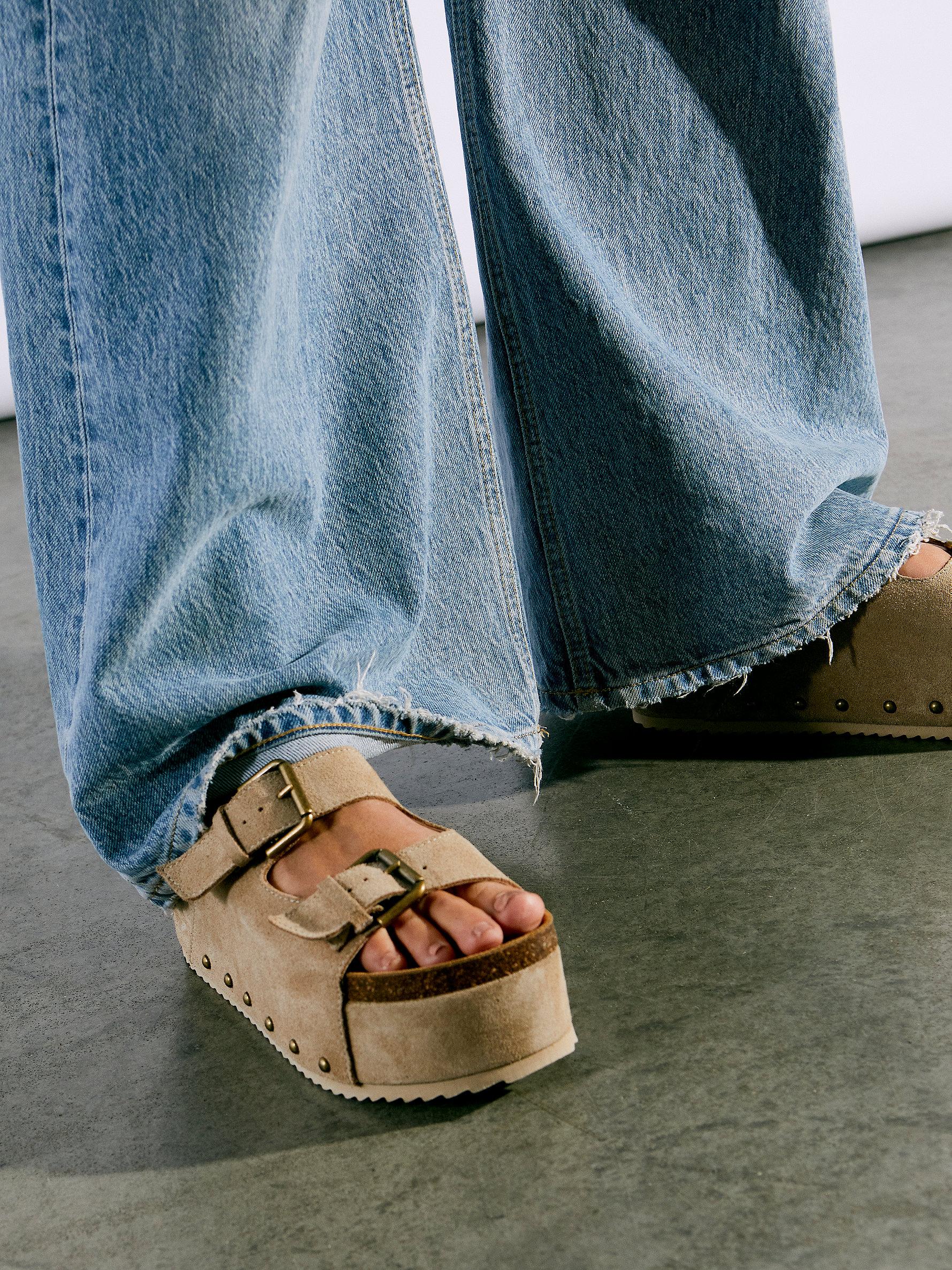 Free People Rule Breaker Flatform Sandals in Taupe (Blue) - Lyst