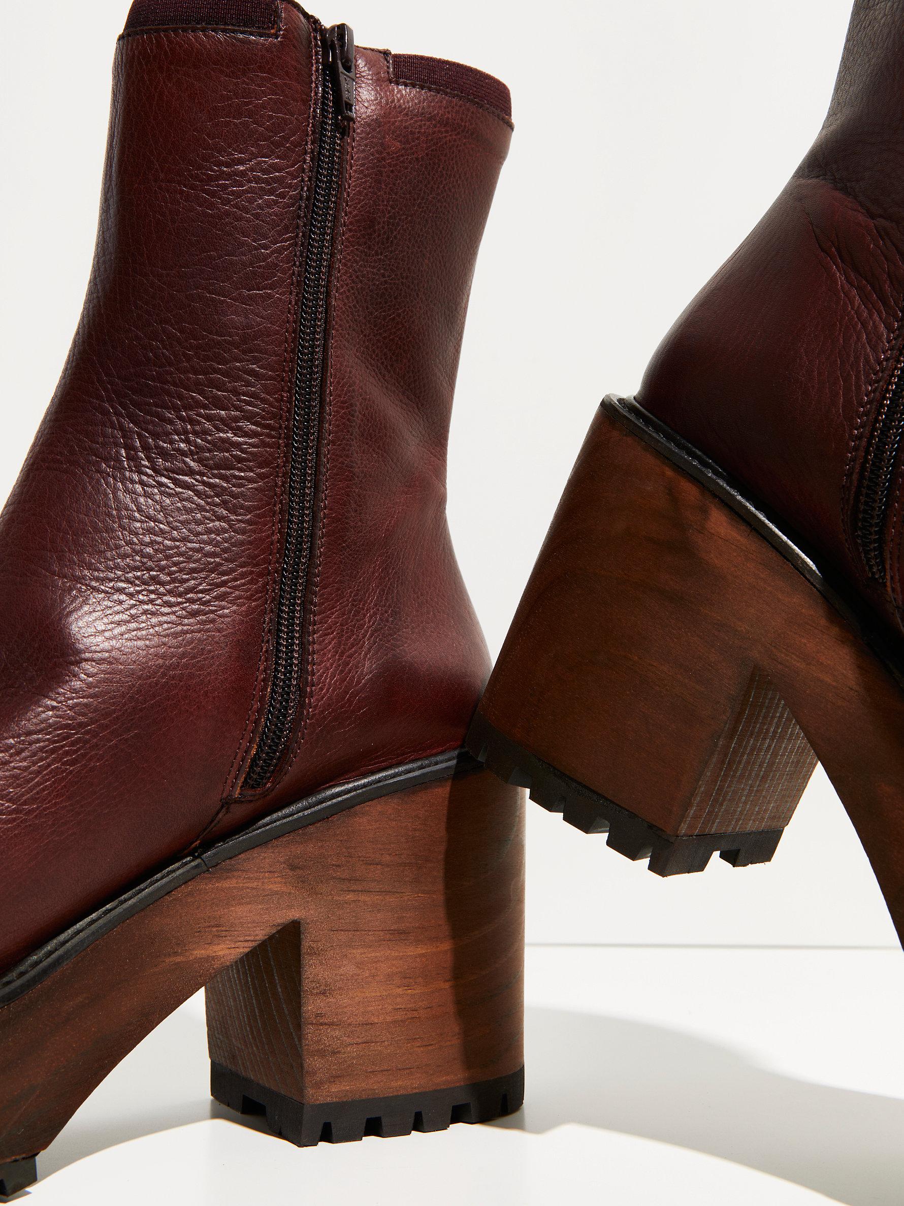 Free People Leather West Johanna Clog Boots in Mahogany (Brown) | Lyst