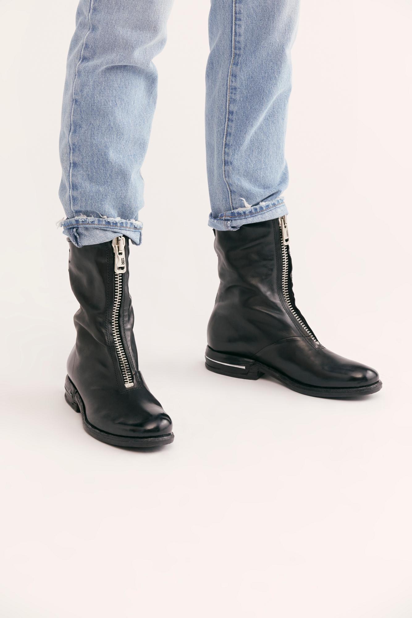 zip up front boots