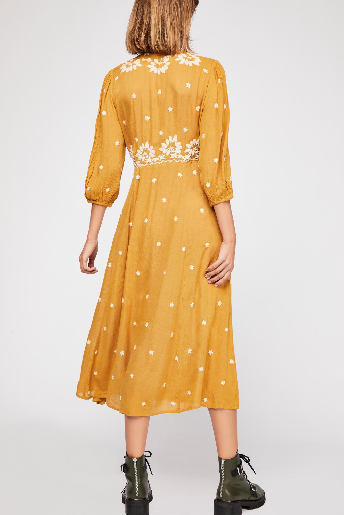 embroidered fable midi dress