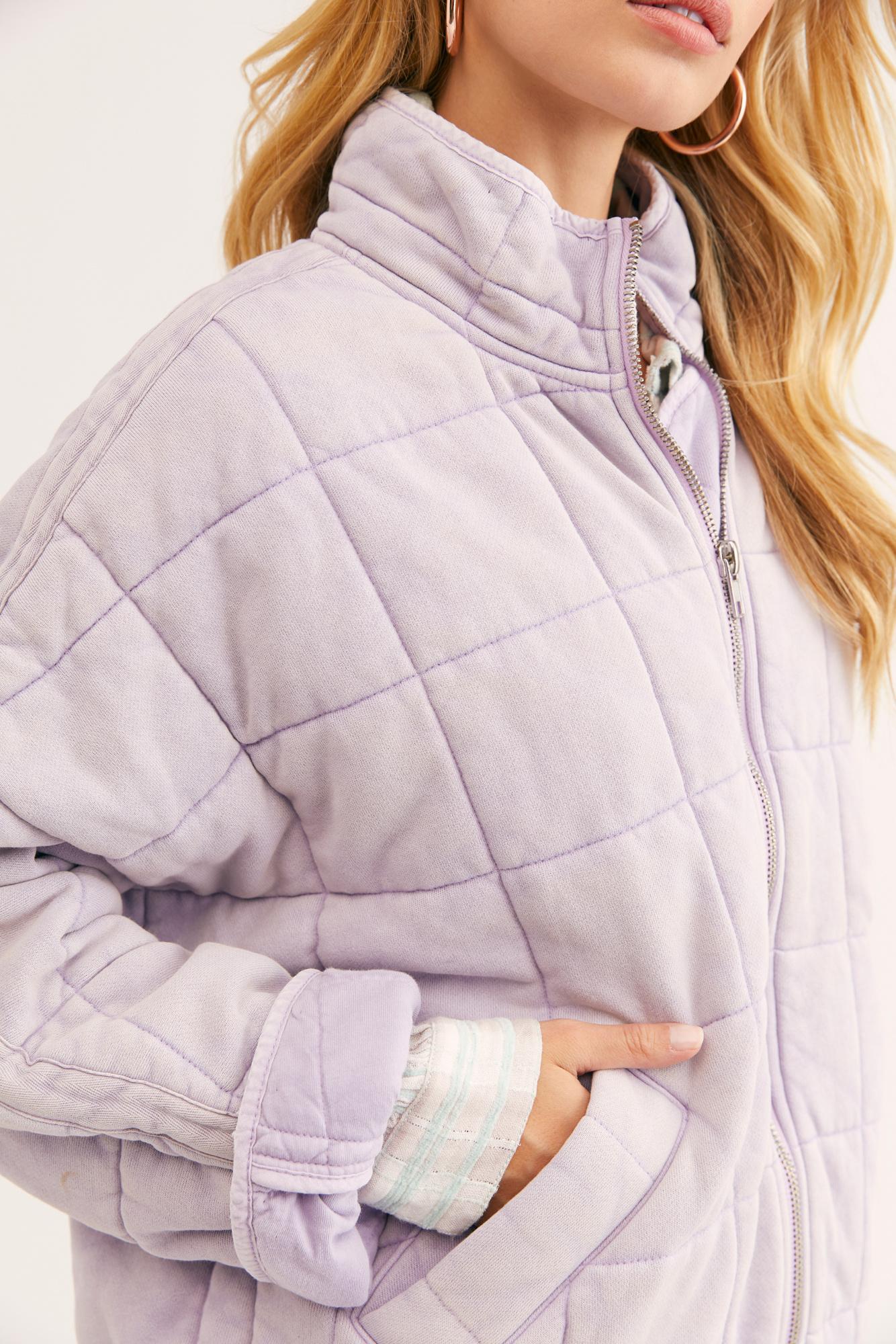 Free People Cotton Dolman Quilted Knit Jacket in Lilac (Purple) | Lyst