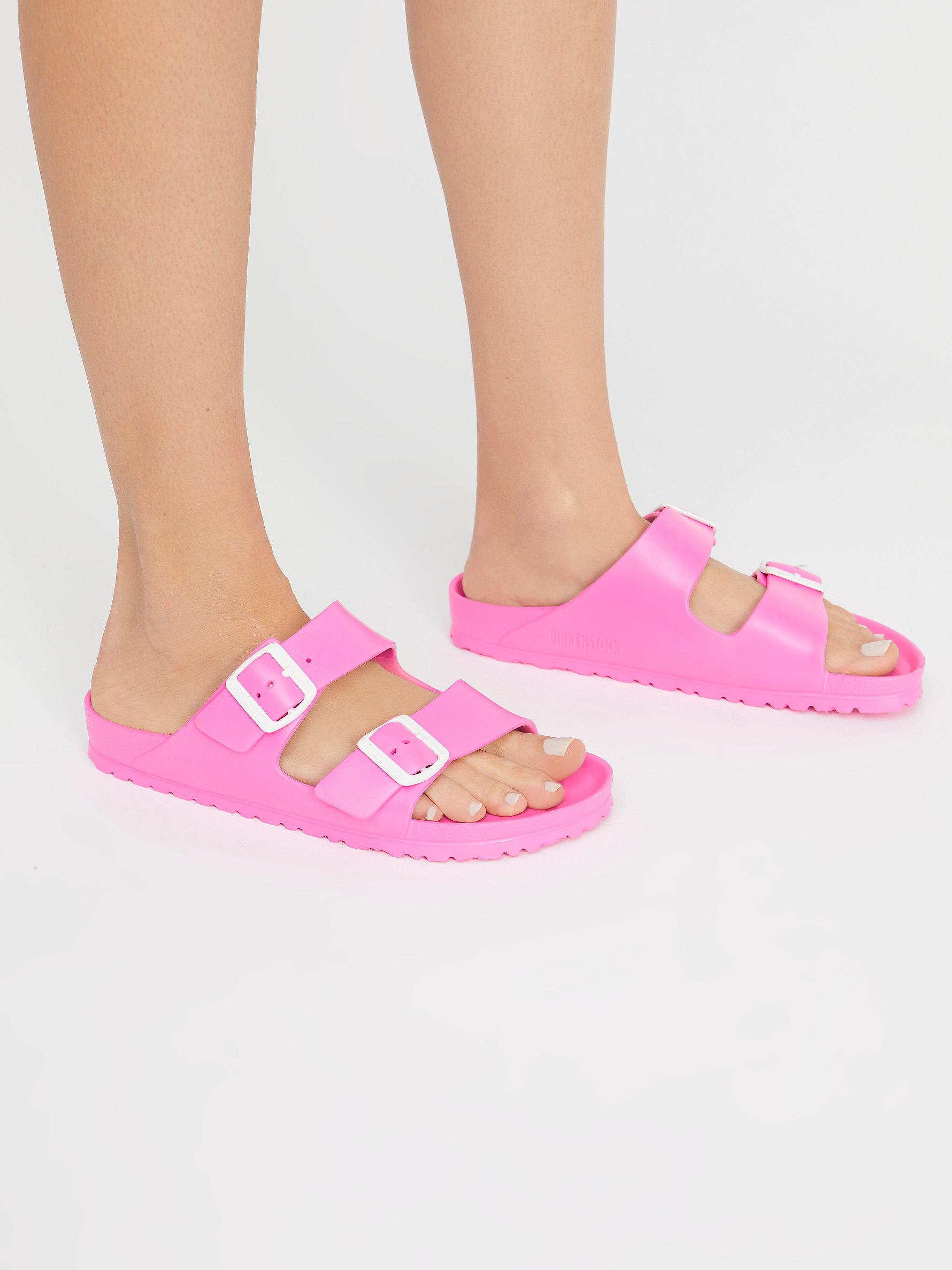 birkenstock arizona neon pink