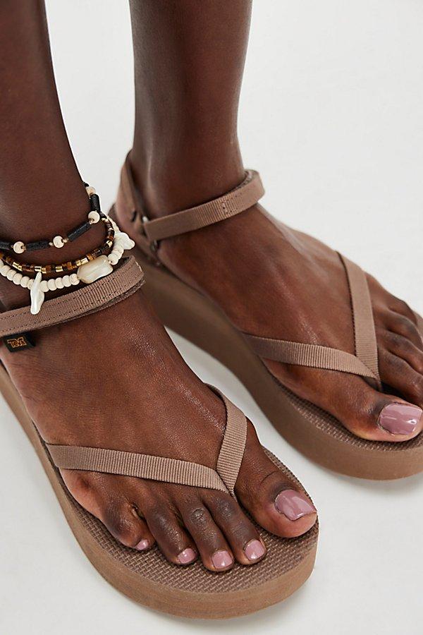 Teva Flatform Slim Sandals in Brown Lyst UK