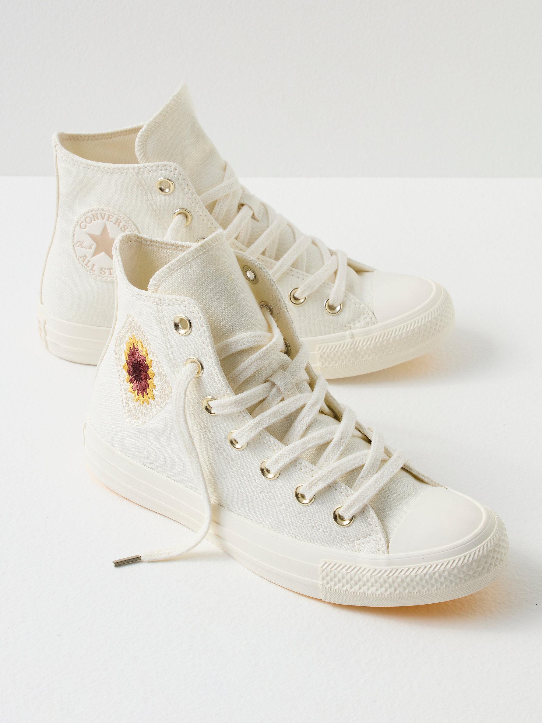 Free People Chuck Taylor All Star Sunflower Hi Top Sneakers in White | Lyst