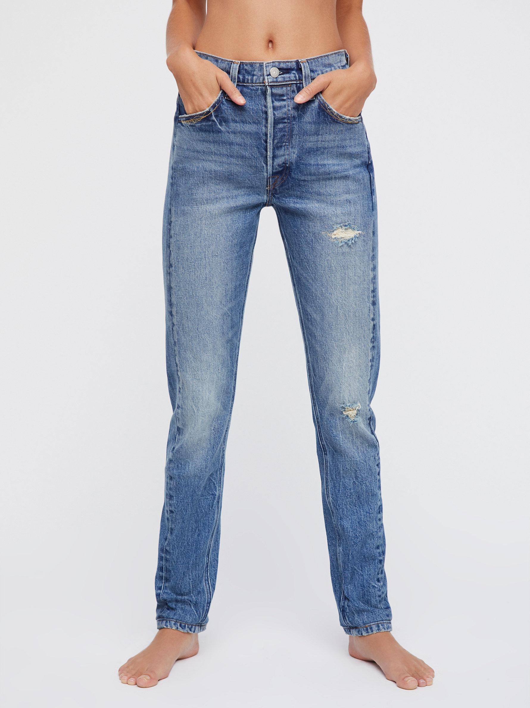 Free People Levi's 501 Skinny Altered Jeans in Blue | Lyst