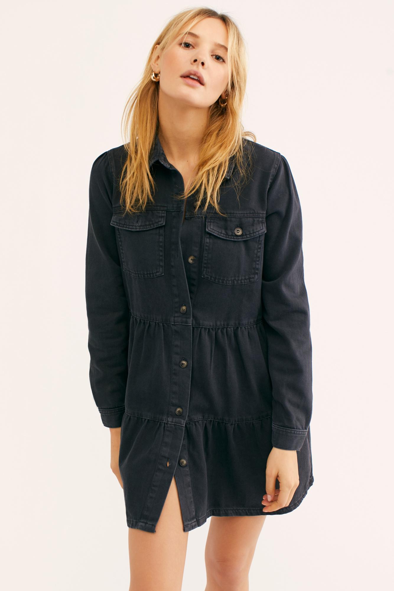 nicole cotton denim shirtdress