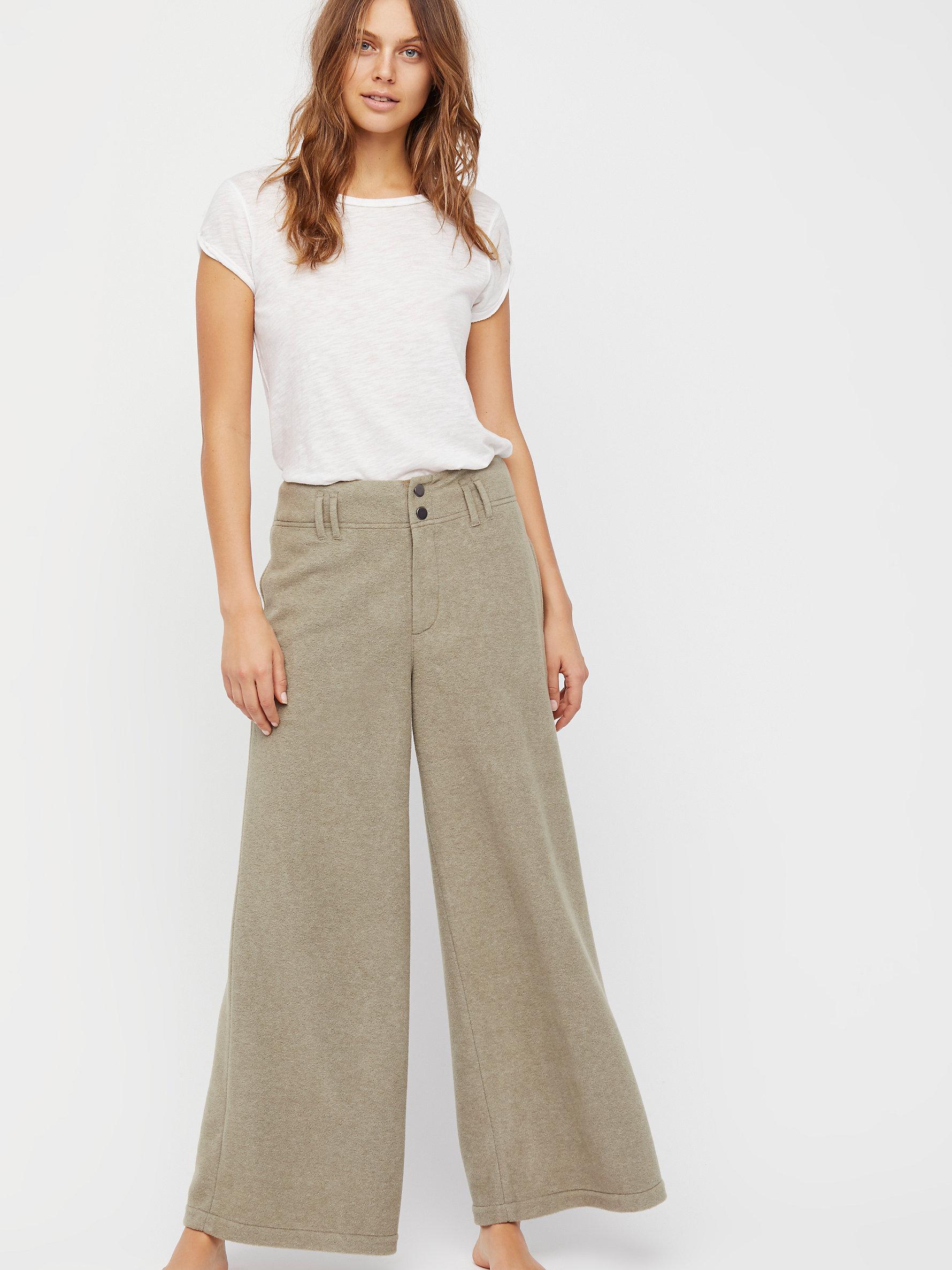 Free People Fleece Wide Leg Pants | Lyst UK