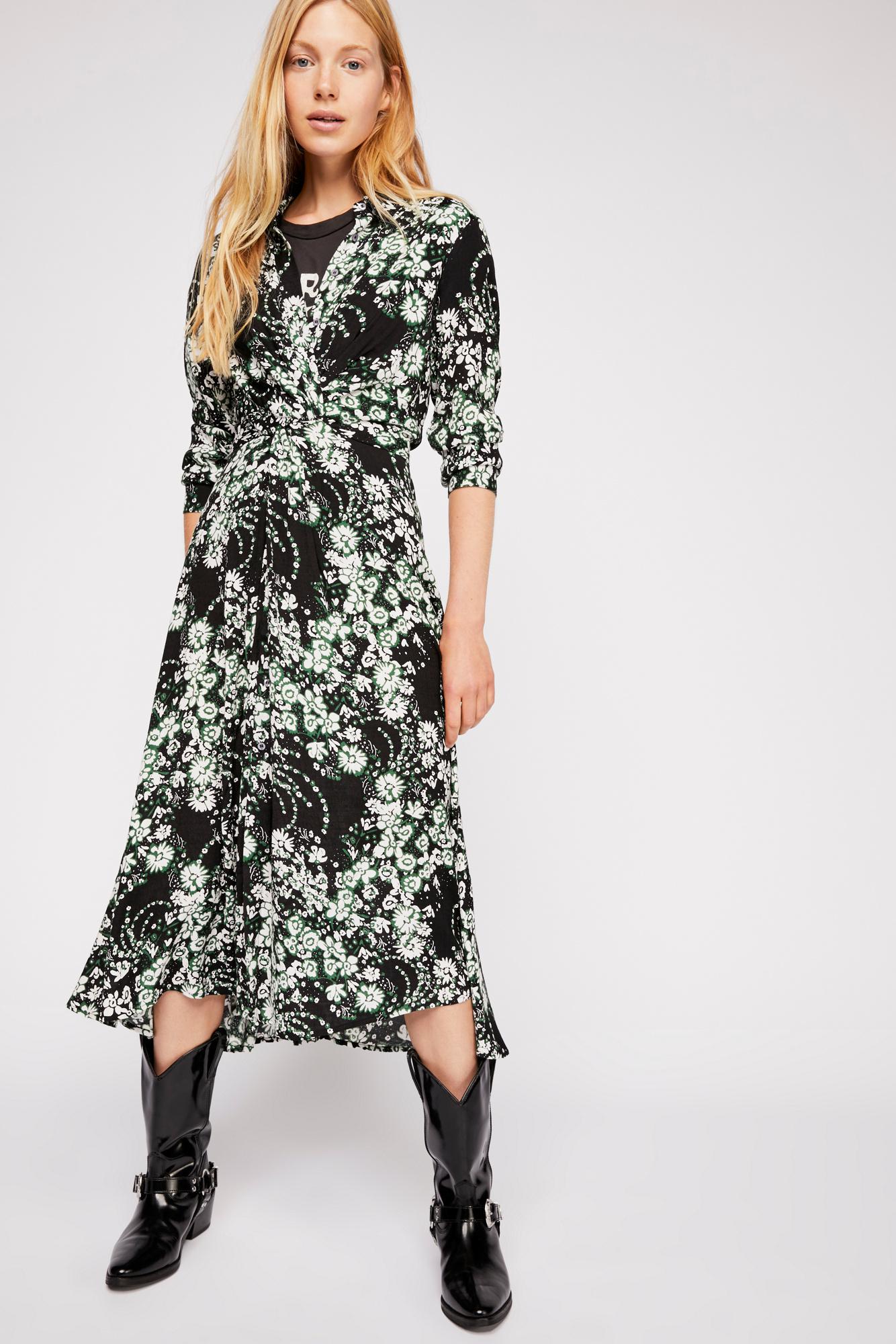 free people tough love printed maxi shirtdress