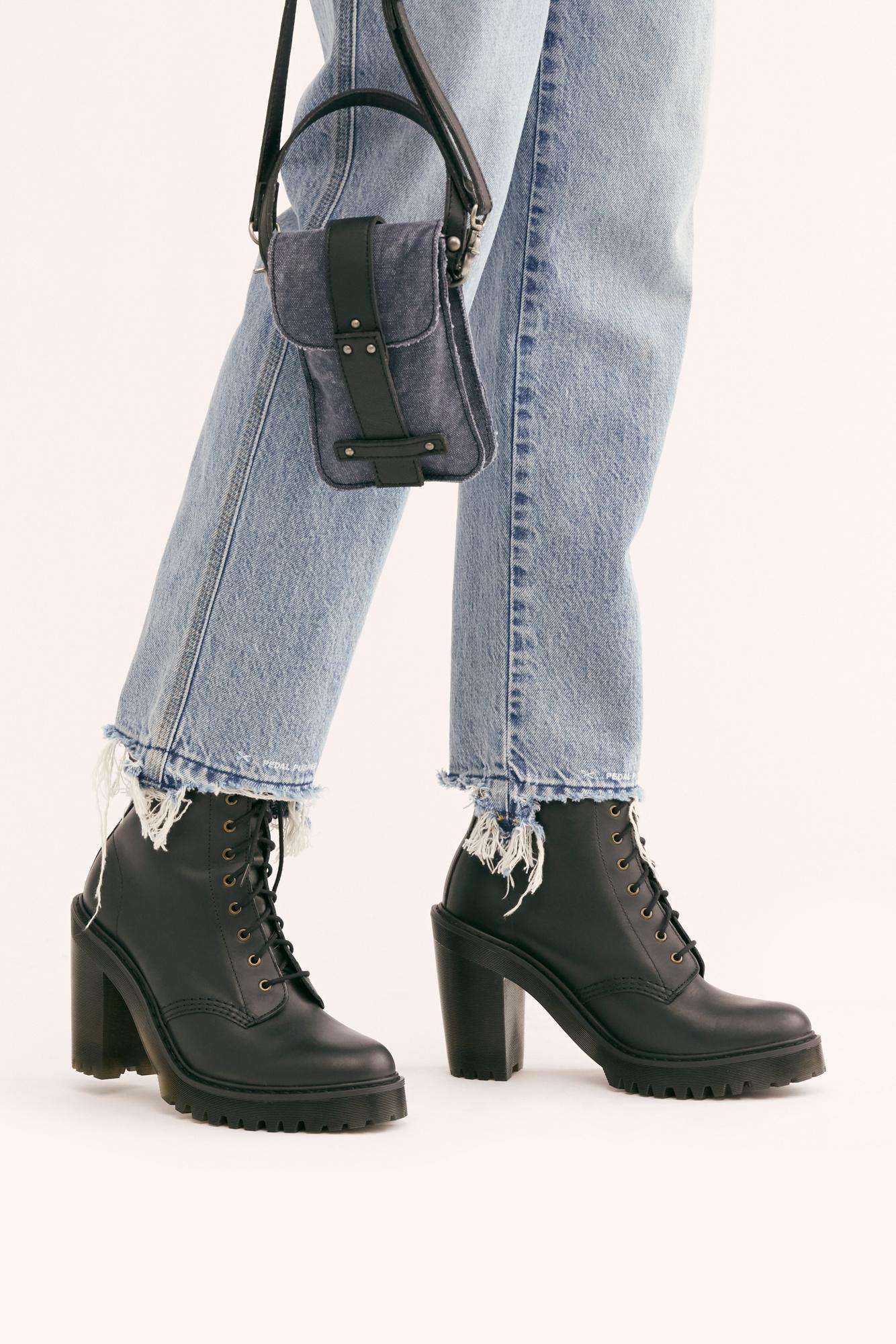 dr martens kendra black leather heeled ankle boots
