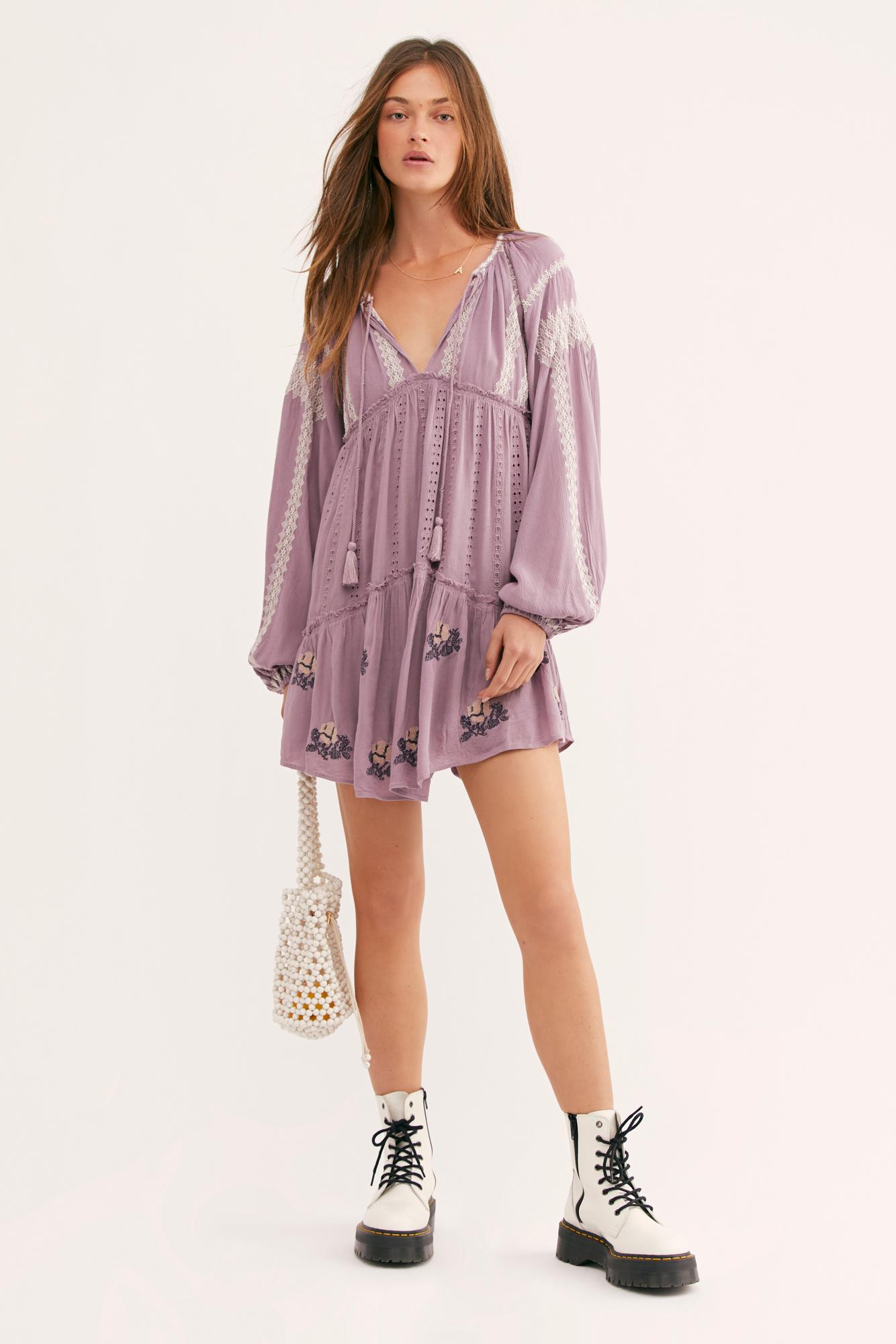 free people wild horses embroidered mini dress