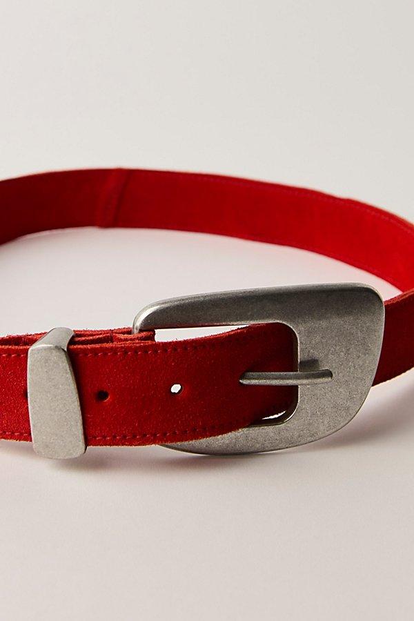 Free People Dover Suede Belt Coral Red Orange Belt with Silver Western Buckle Dover Suede Belt | Free People main image 2