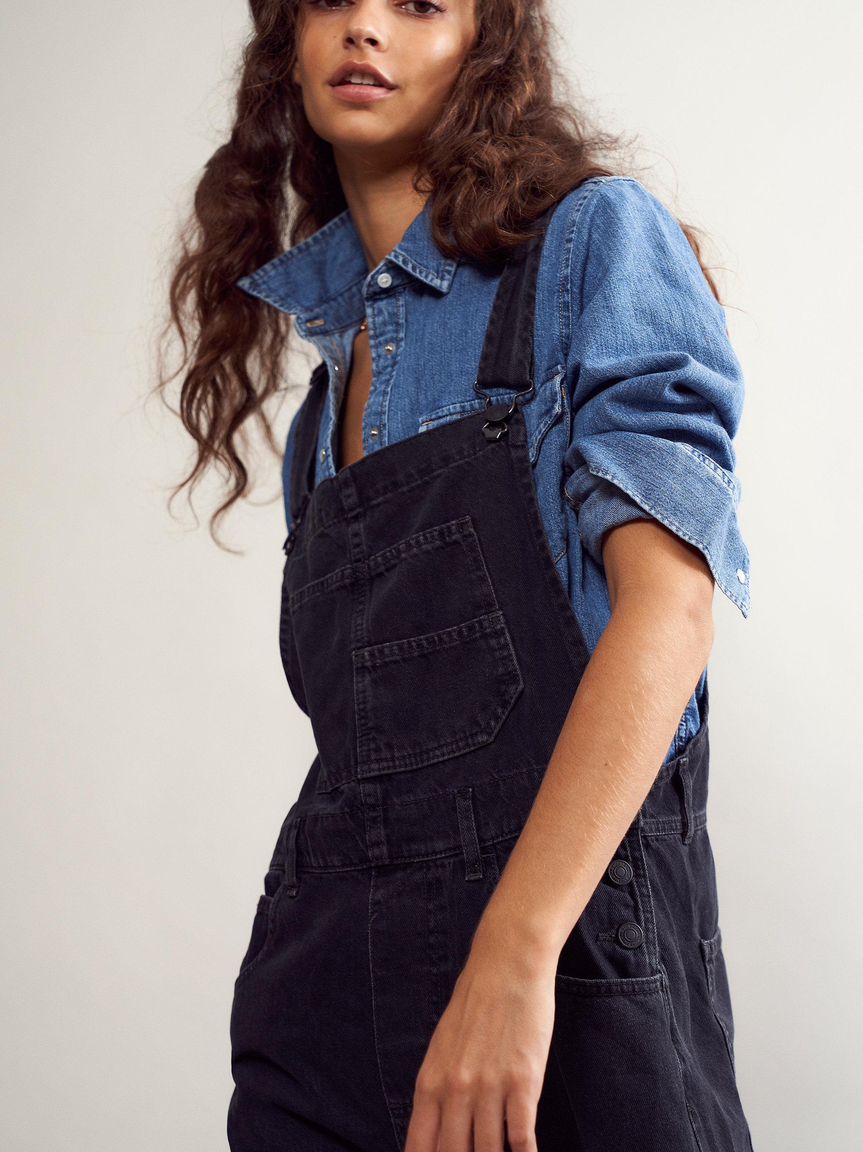 free people denim overall dress