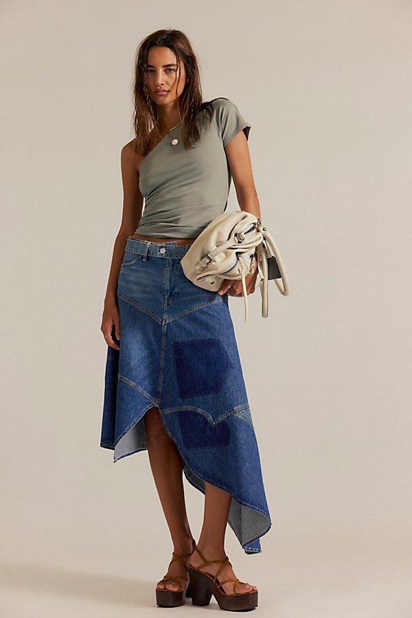 Free People Piece Of Work Denim Midi Skirt in Blue Lyst UK