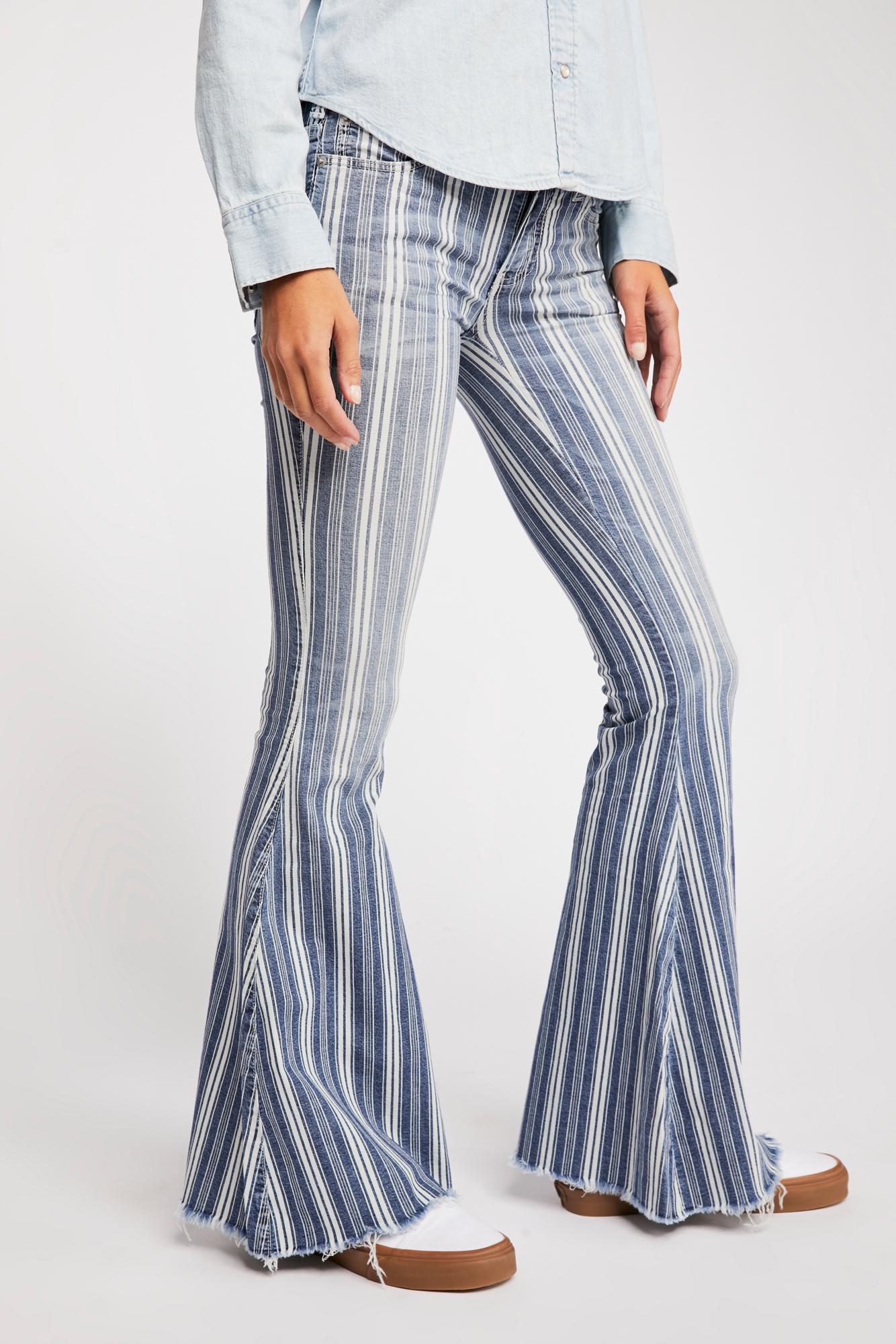 denim super striped flare jeans