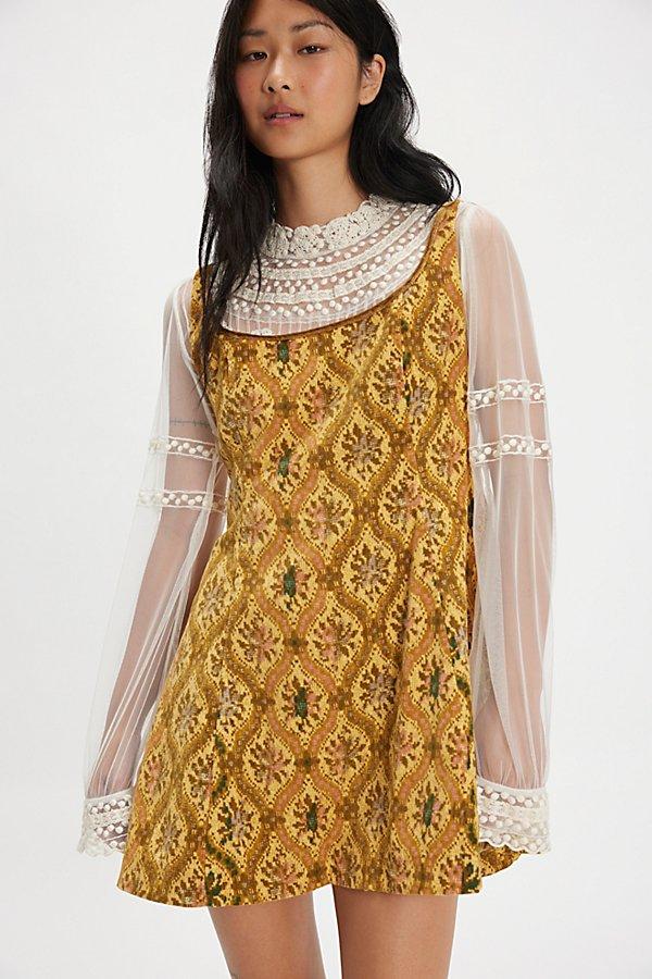 Free People Petal Tapestry Mini Dress in Yellow | Lyst