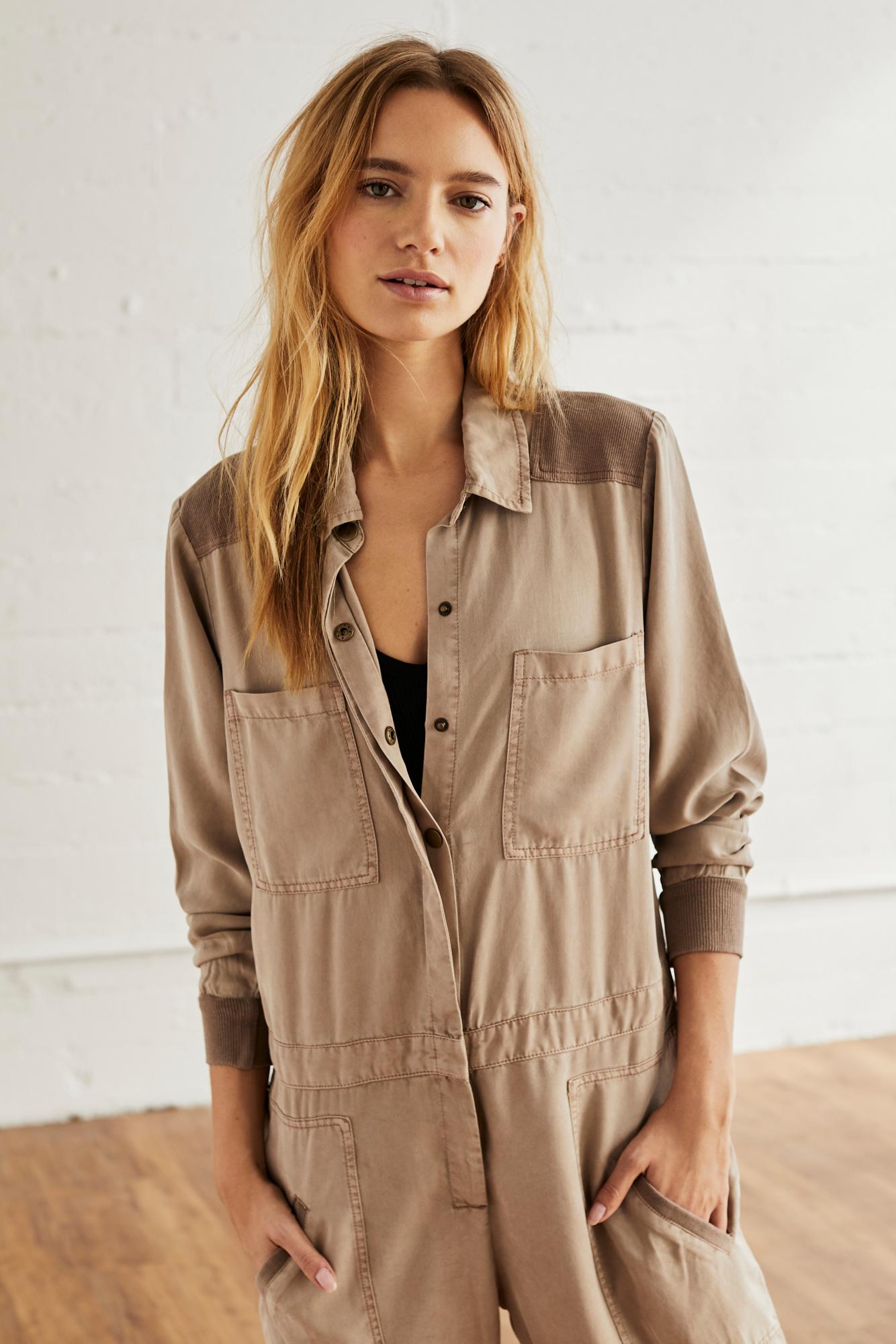 Free People Cotton Jupiter Utility Onesie By Fp Movement in Khaki ...