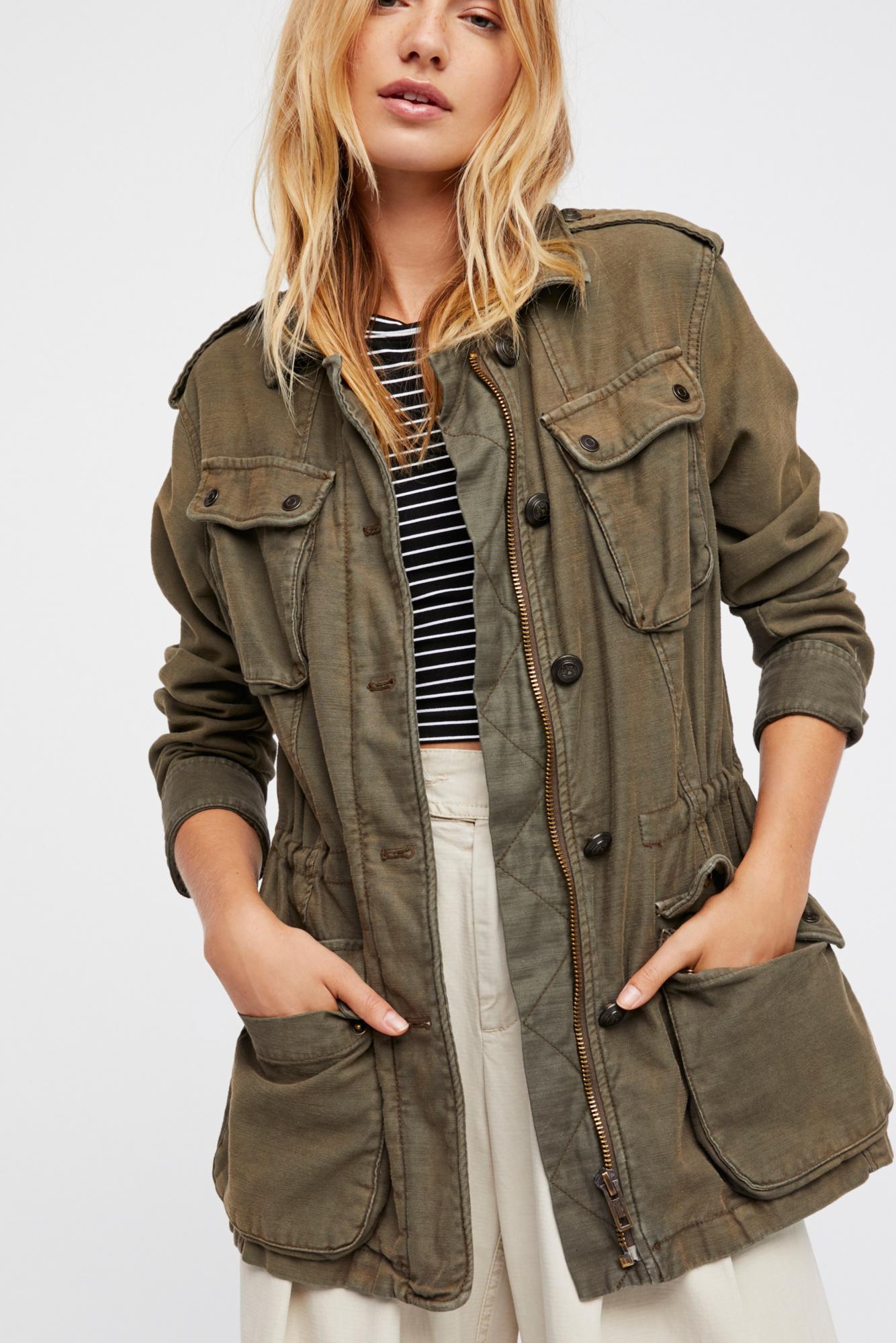 Free People Cotton Not Your Brother's Surplus Jacket in Olive (Green ...