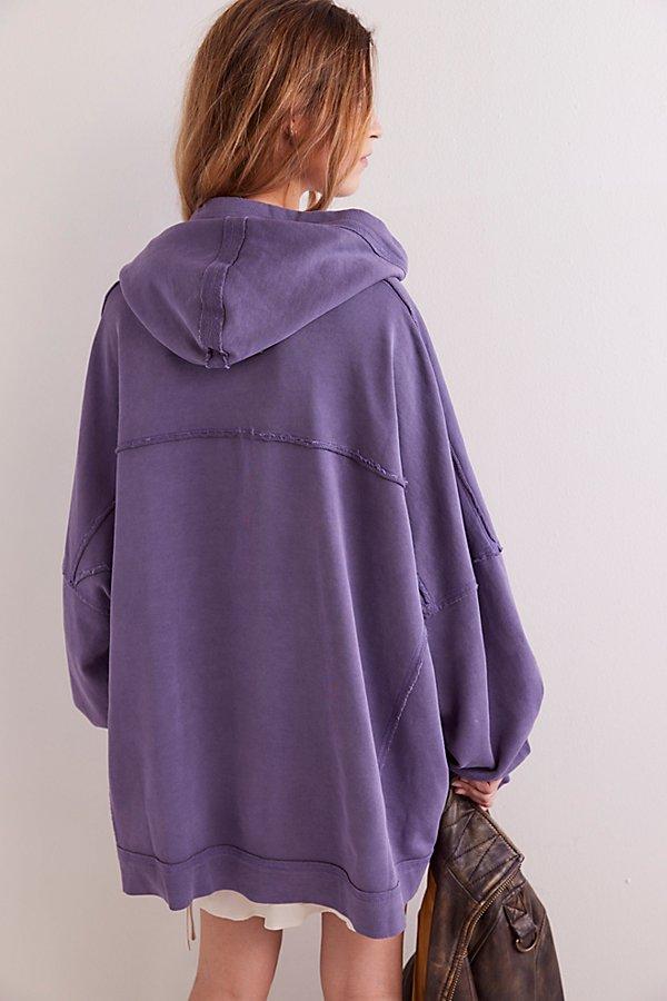 Free People Sweatshirt Hooded Gauzy Ruffle popular Sunday Morning Oversized Lavender