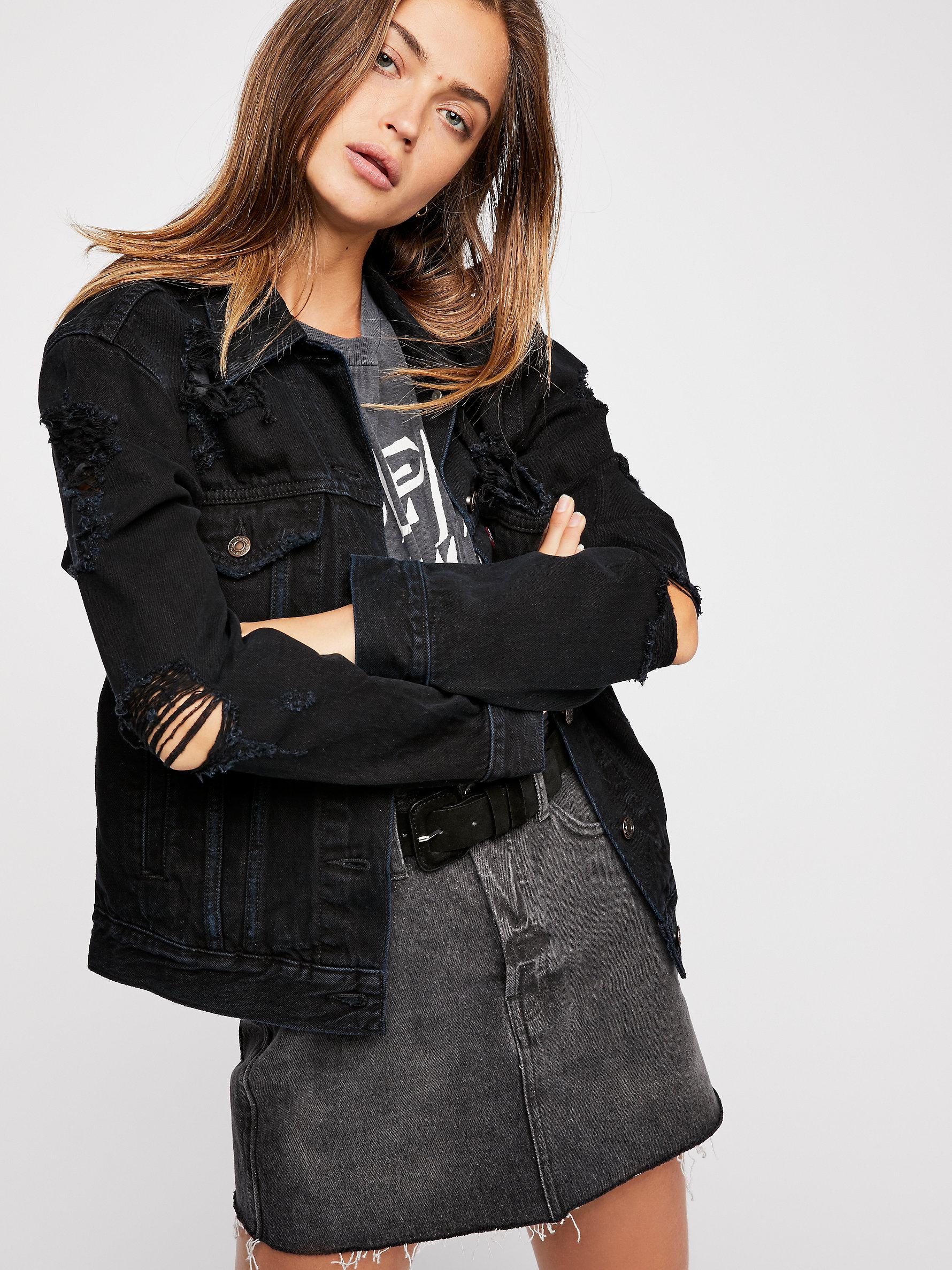 levi's ex boyfriend trucker jacket black