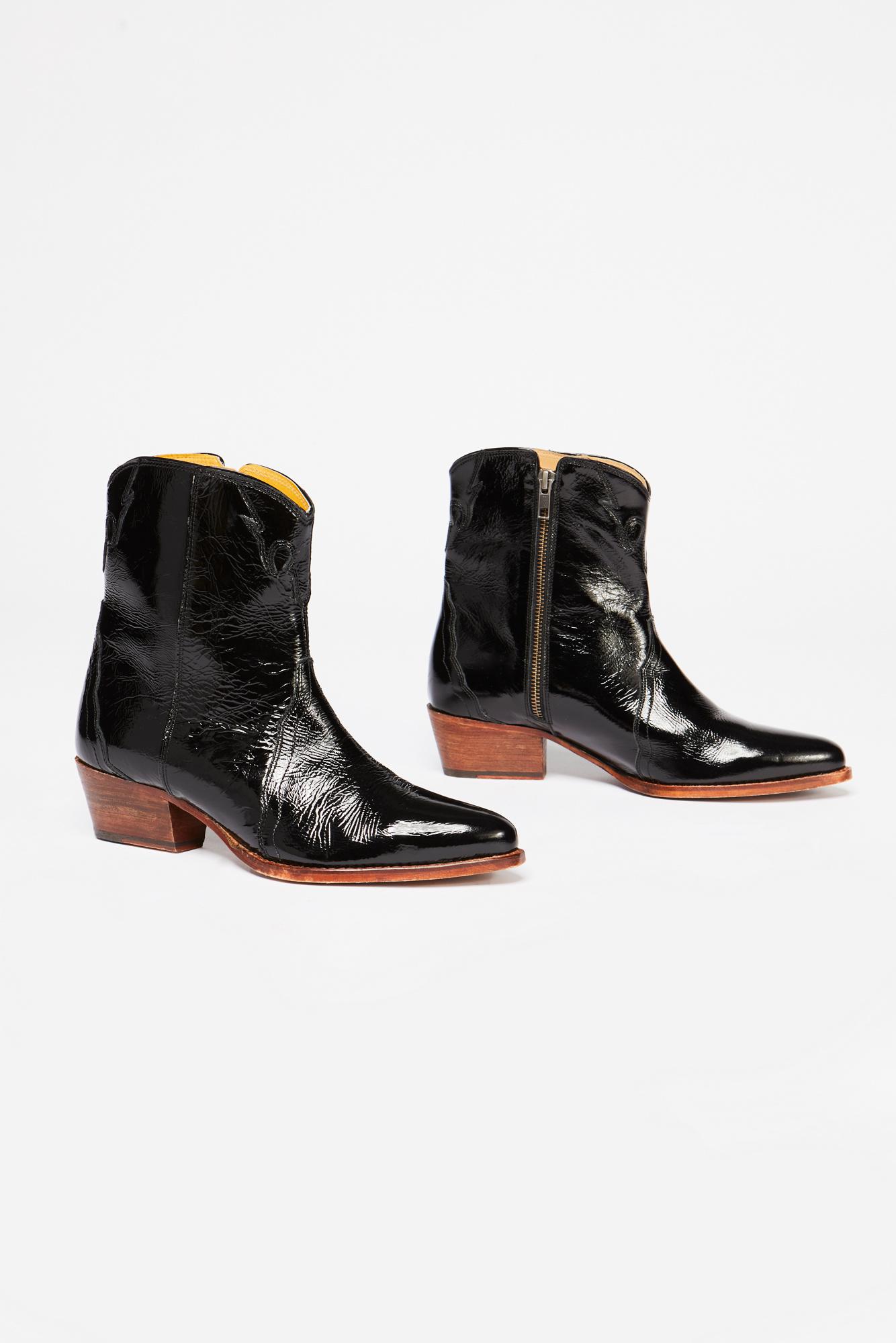 Free People Leather New Frontier Western Boot in Black Lyst