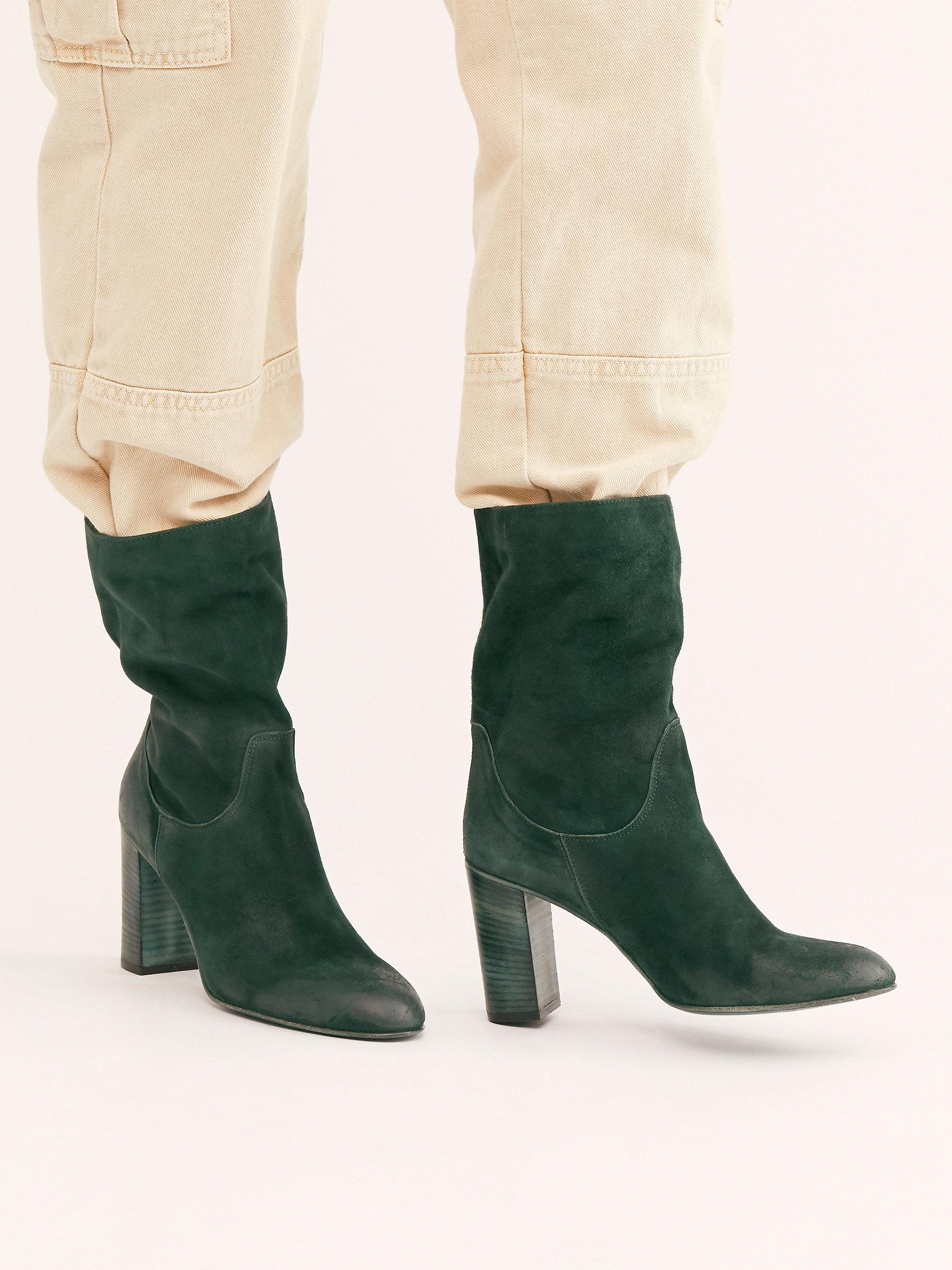 Free People Suede Dakota Heel Boots in Emerald (Green) - Lyst