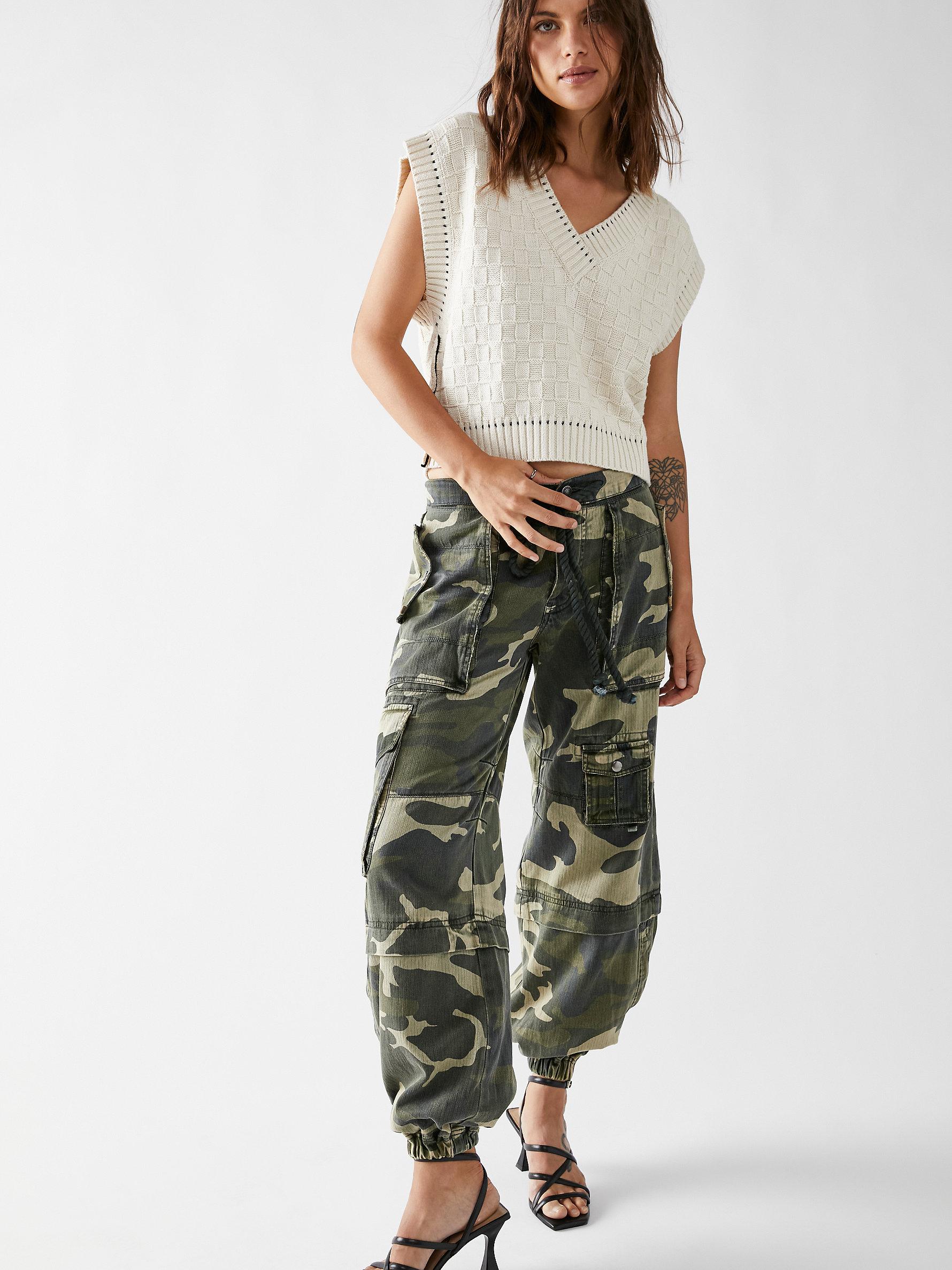 Free People South Bay Printed Utility Cargo Pants