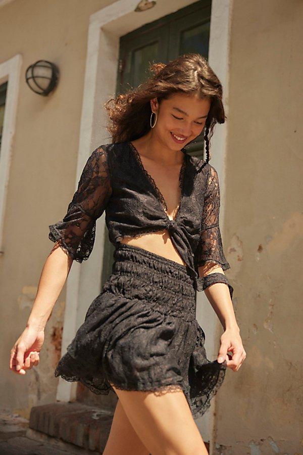 Free People Lala Lace Mini Dress in Black | Lyst UK