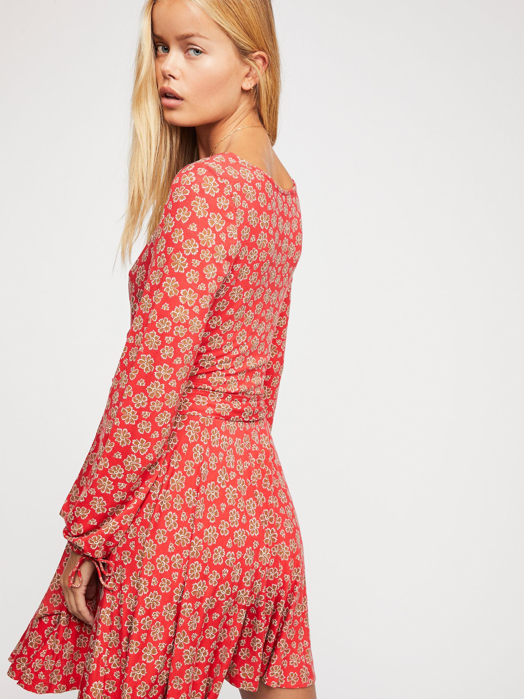 free people red wrap dress
