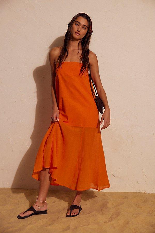 Free People Sabeen Tube Midi Dress in Orange | Lyst