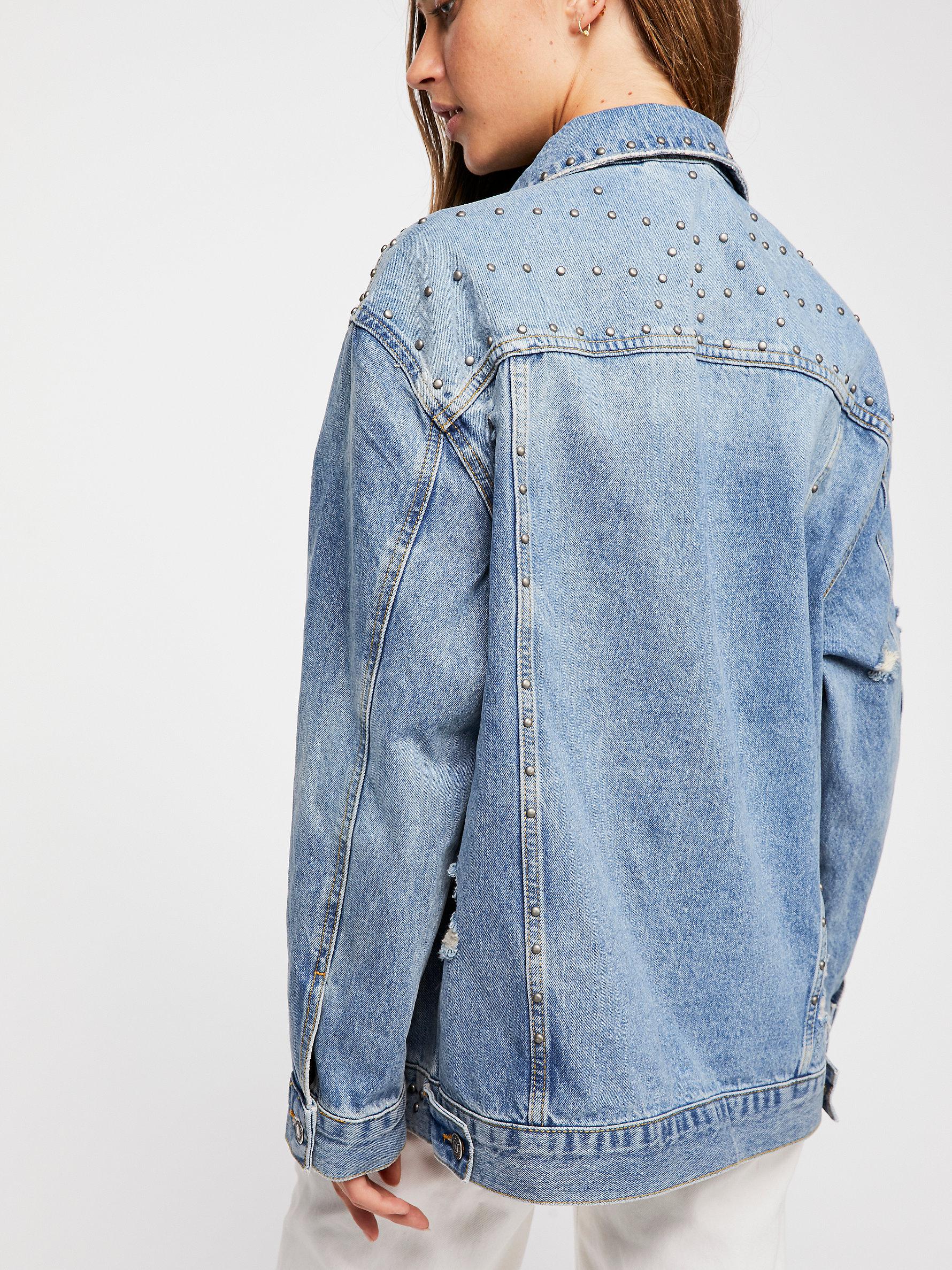 free people studded jean jacket