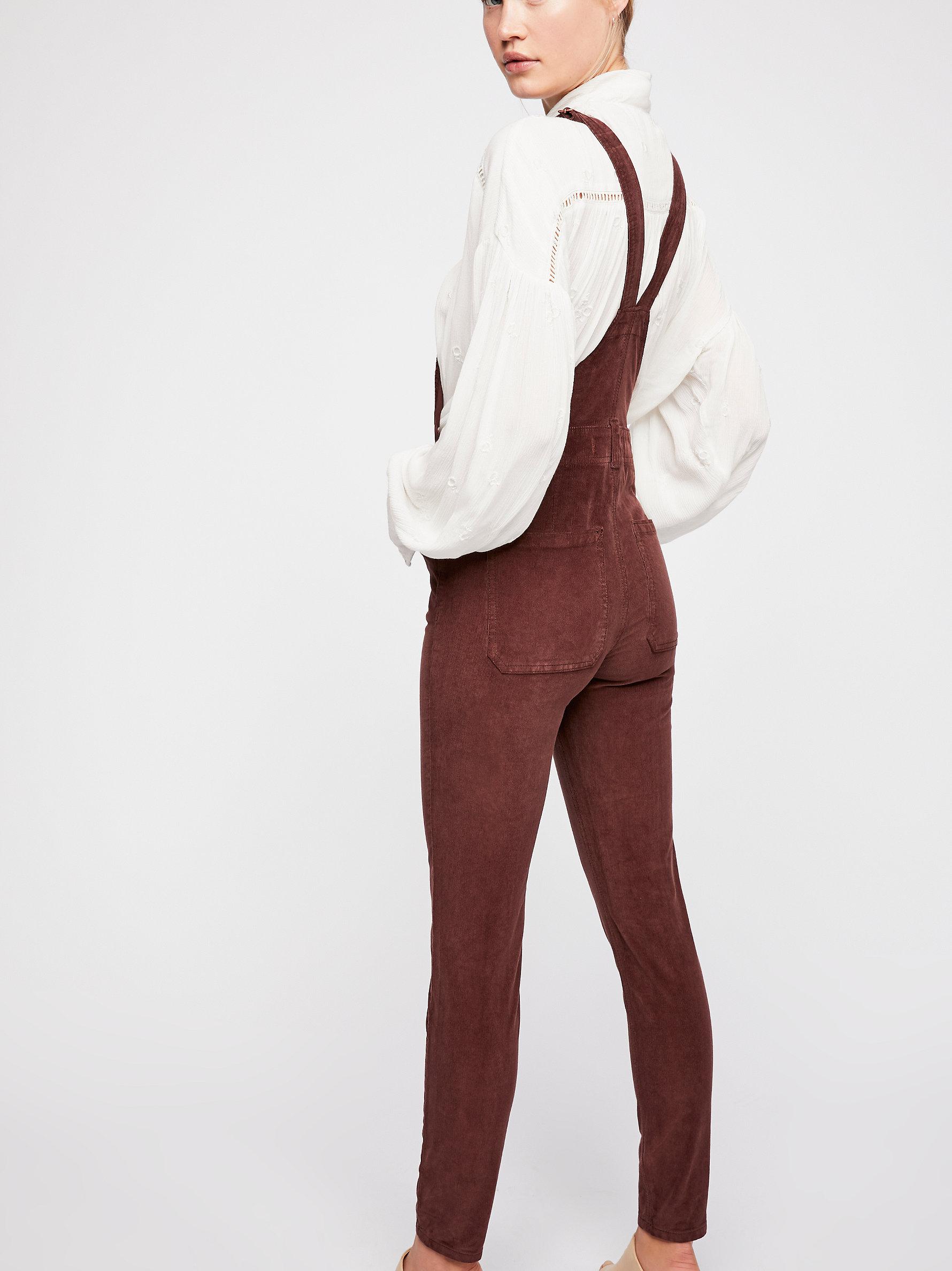 free people slim ankle cord overalls