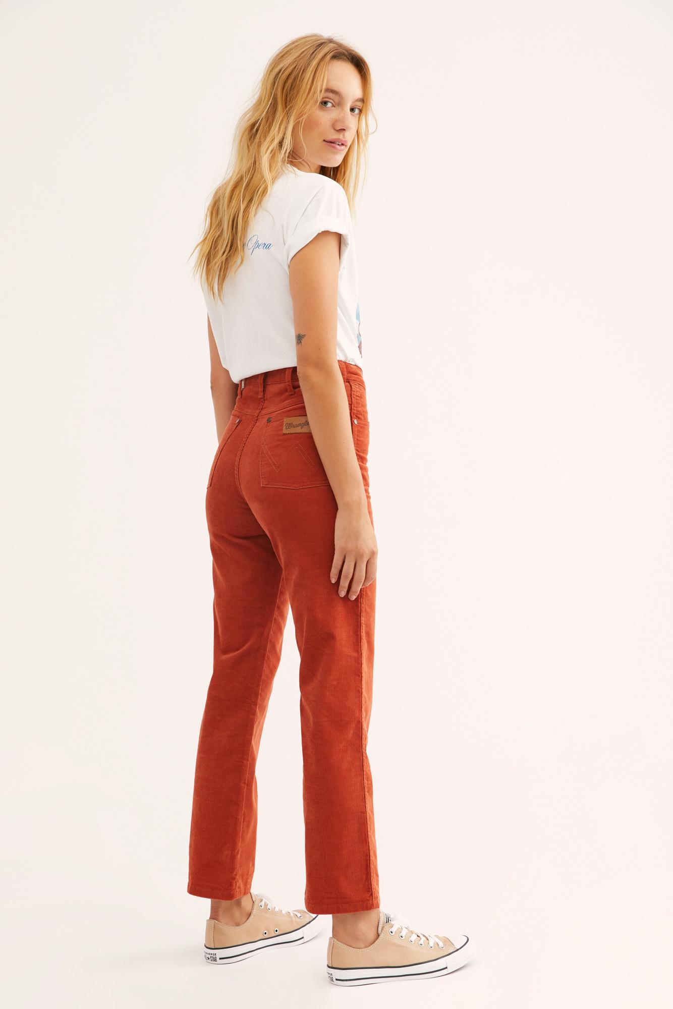 Free People Wrangler Heritage Fit Cord Pants in Red | Lyst