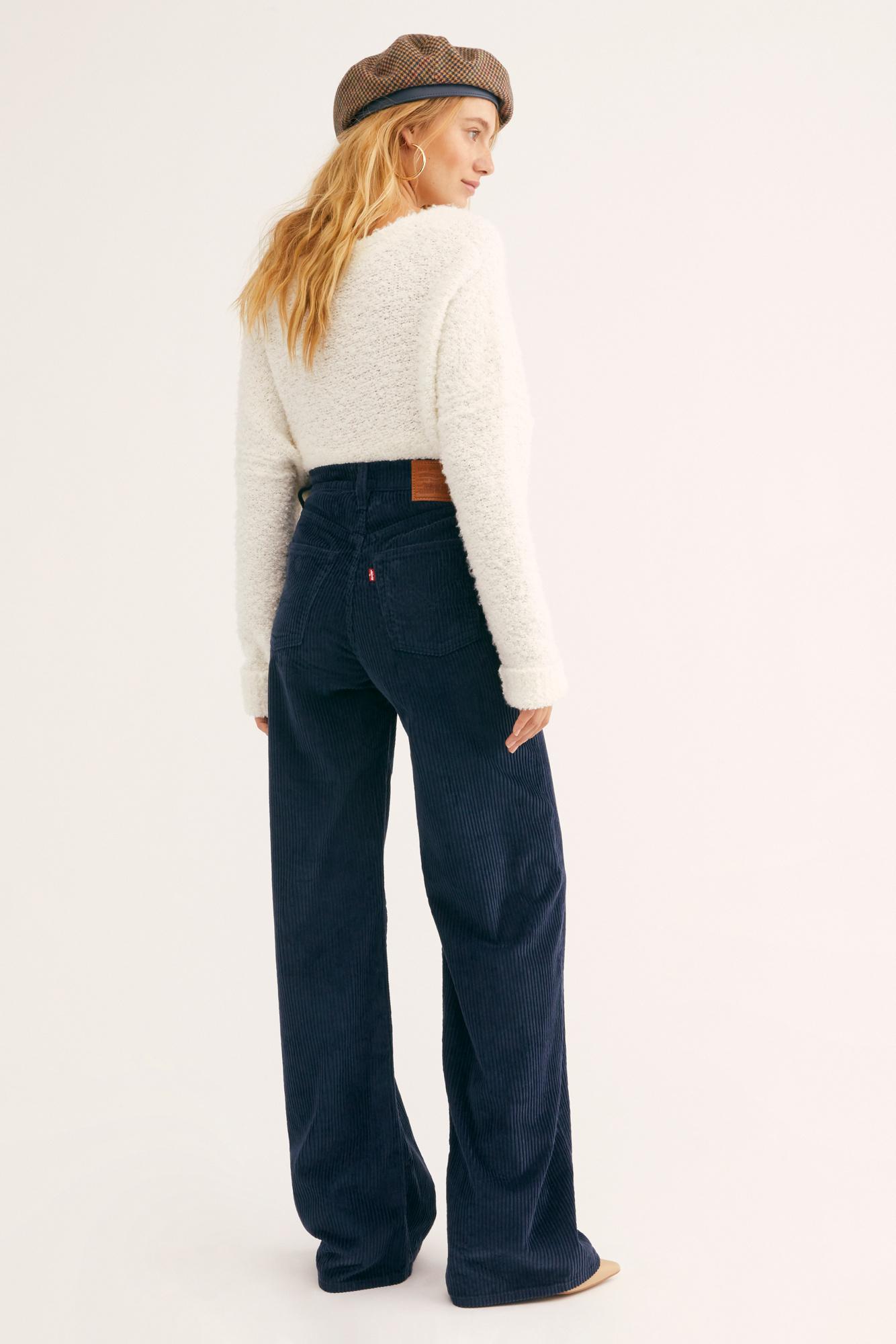 Free People Levi's Ribcage Cord Wide-leg Pants in Blue | Lyst