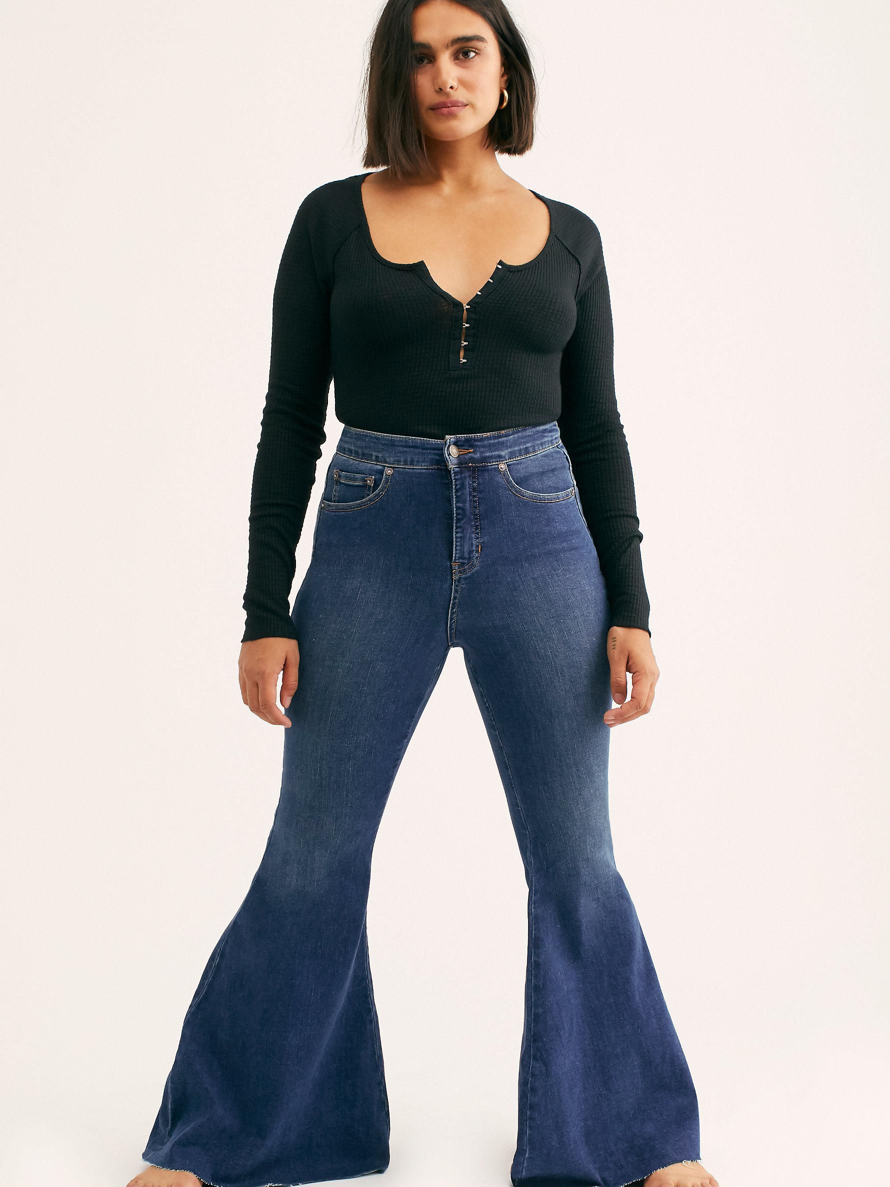 super high waisted bell bottom jeans