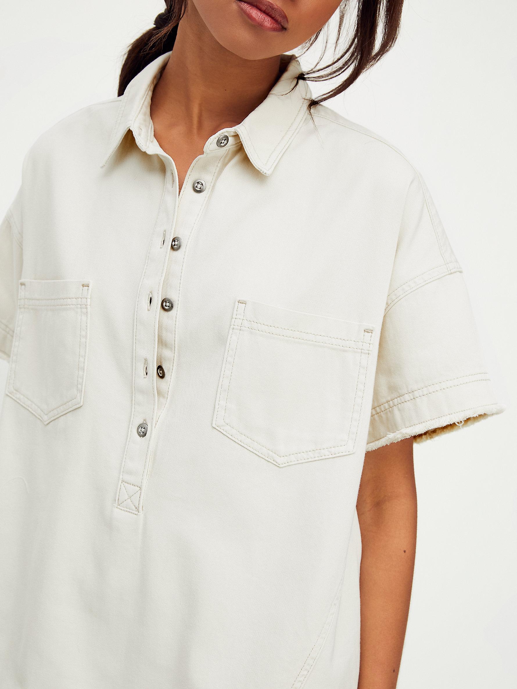 Free People Elliot Denim Tunic in Ivory 