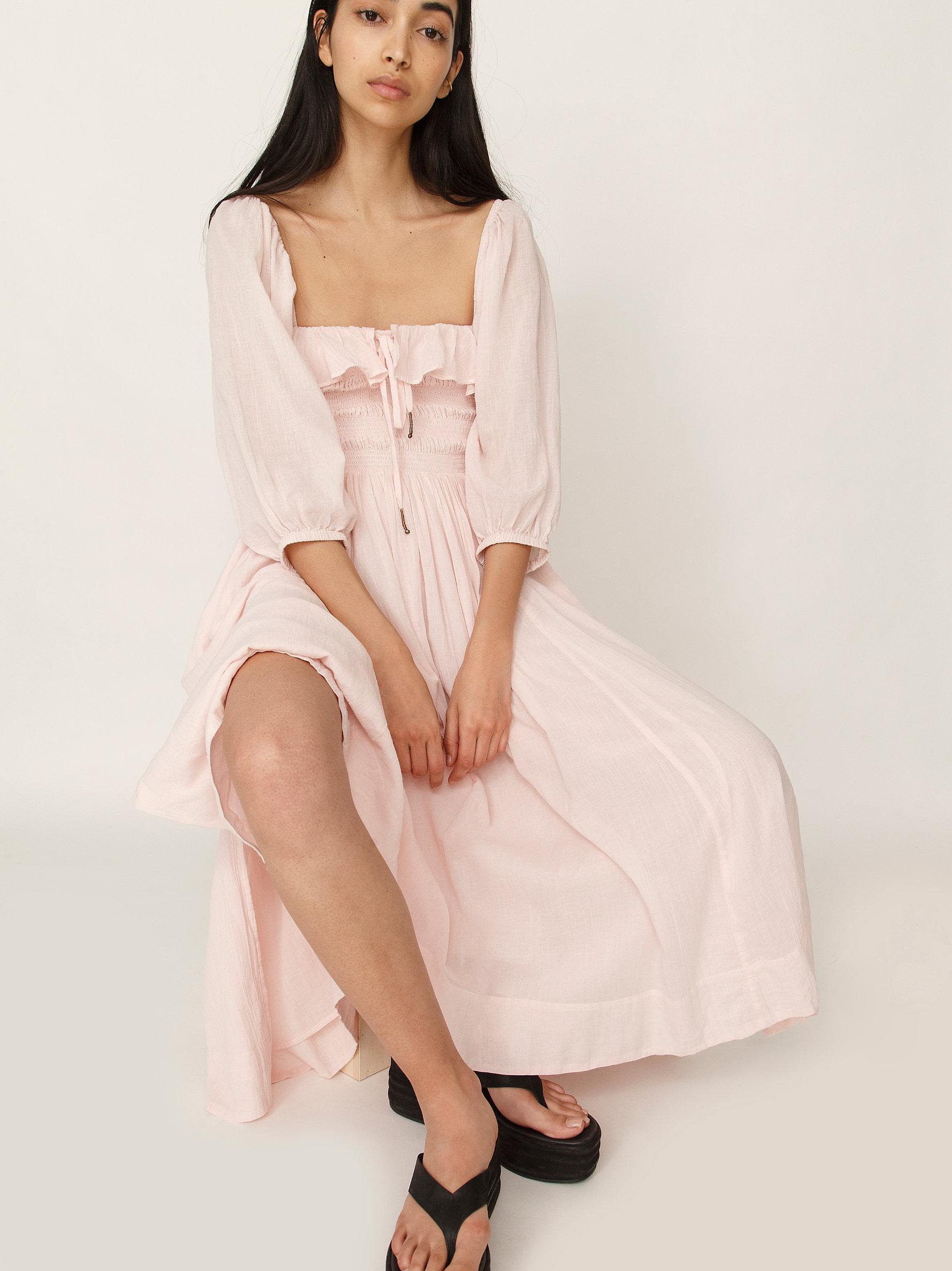 Free People Cotton Oasis Midi Dress in Primrose (Pink) | Lyst
