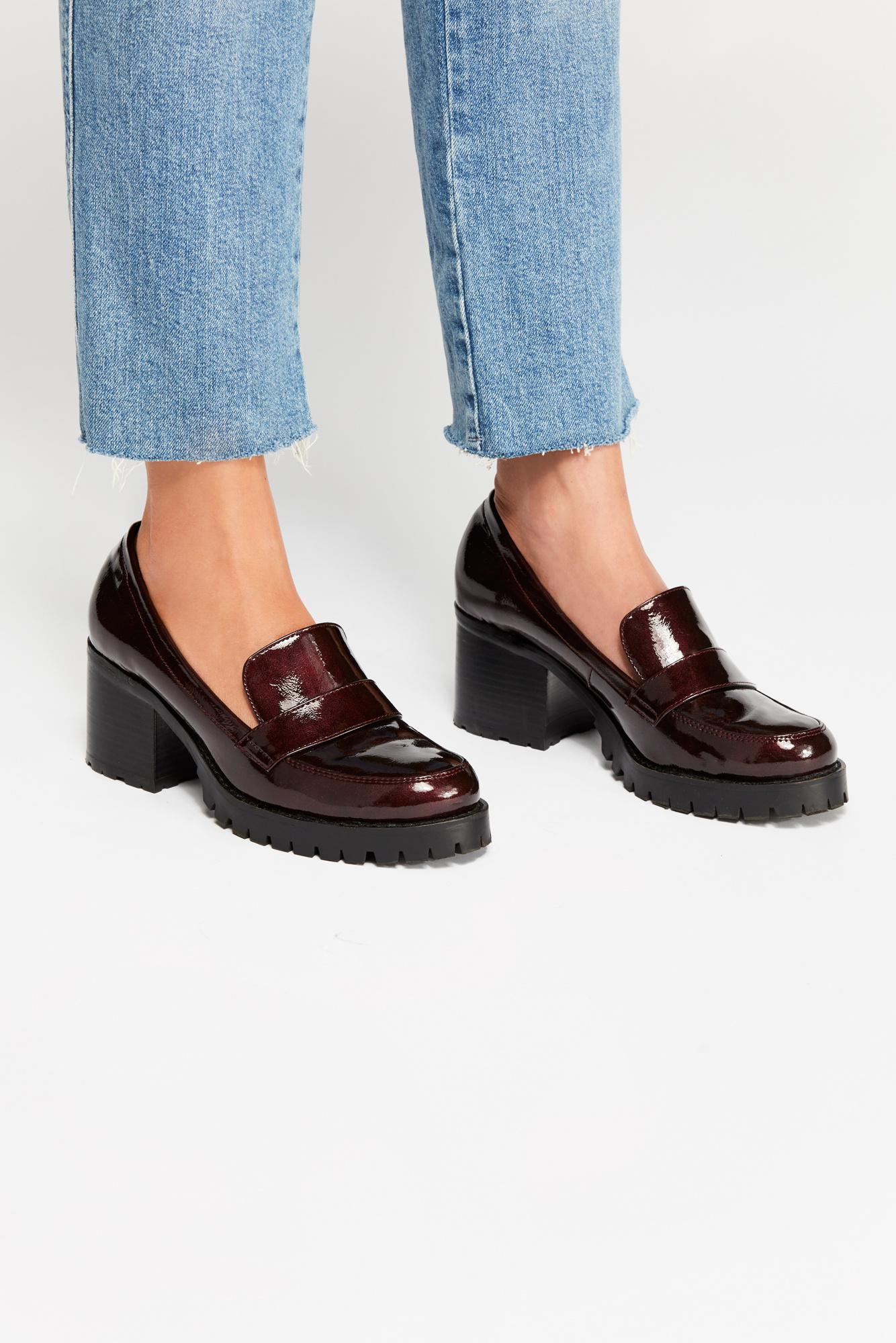Free People Leather Lexden Block Heel Loafer By Jane And The Shoe in  Burgundy (Red) - Lyst