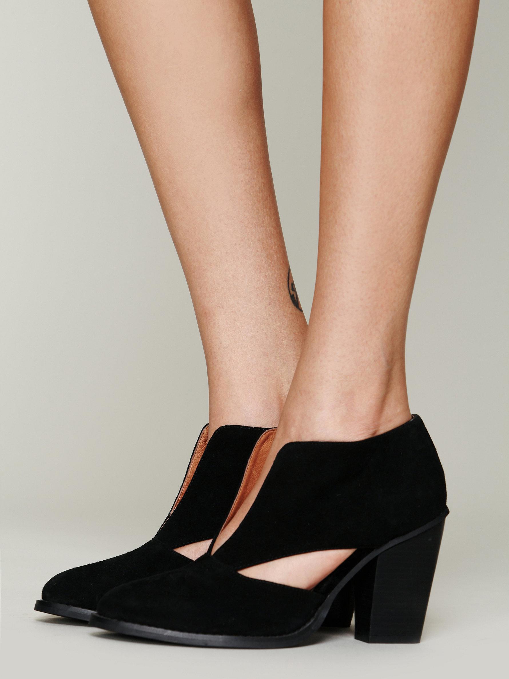 open toe black suede booties