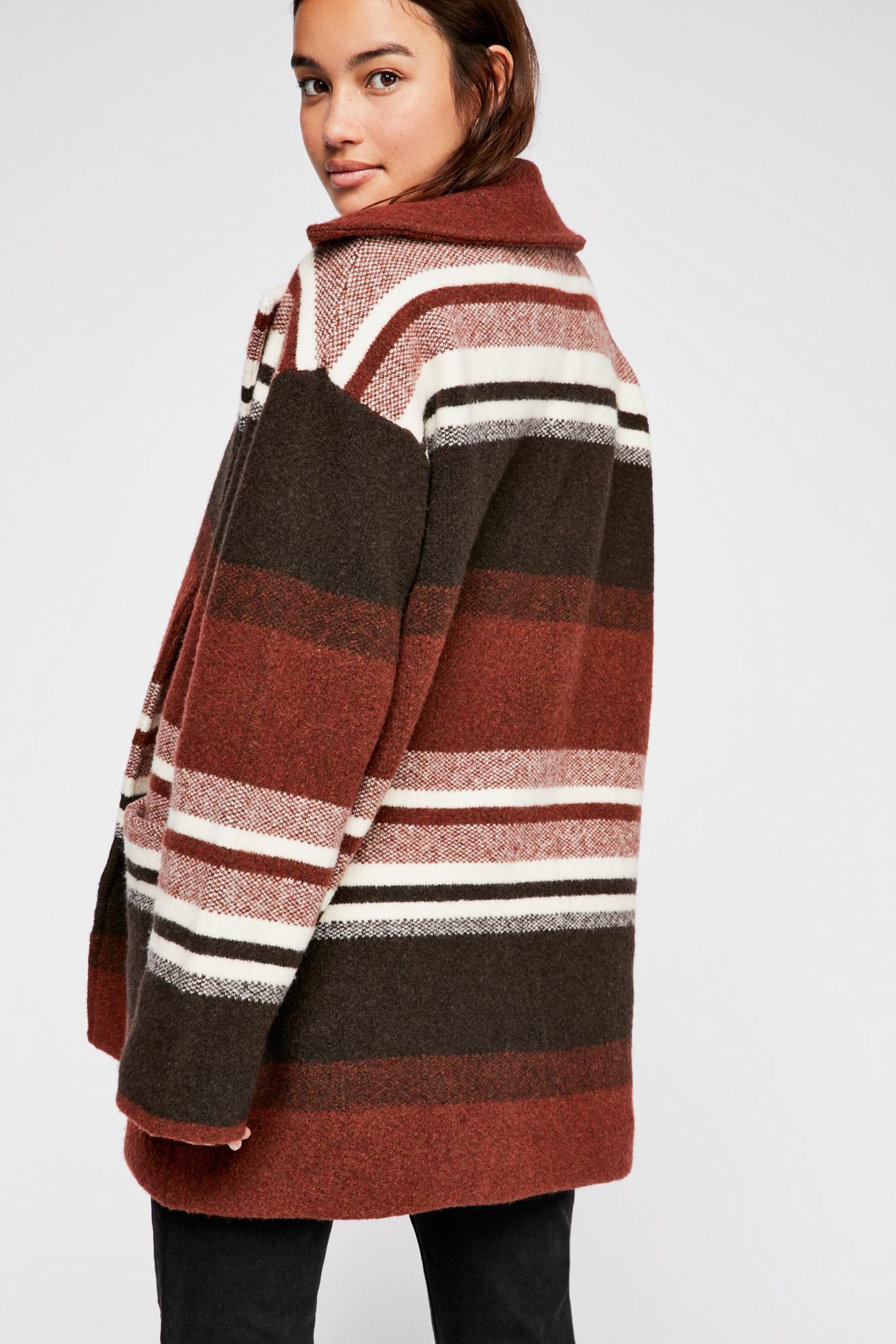 striped sweater coat