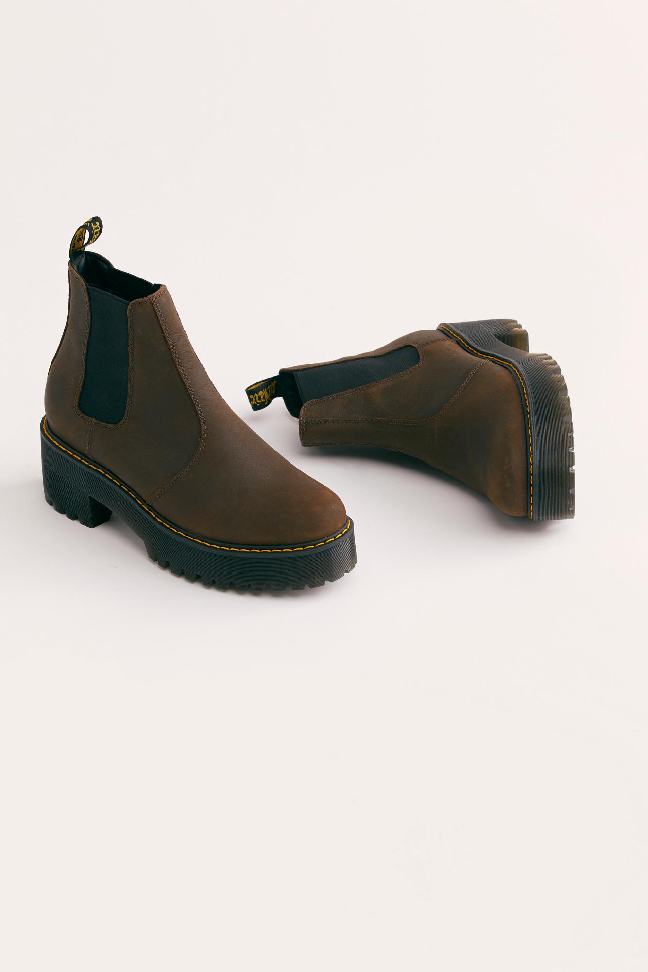 Free People Leather Dr. Martens Rometty Chelsea Boot in Dark Brown (Brown)  - Lyst