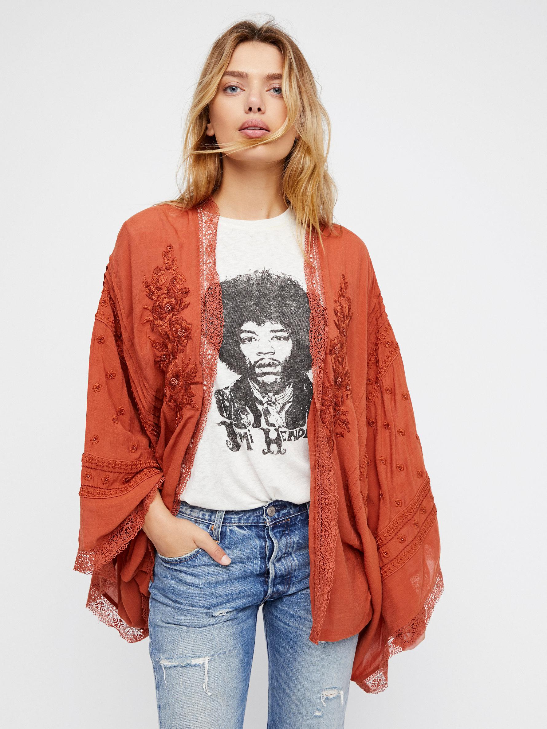 Free People Lace Corazon Kimono | Lyst