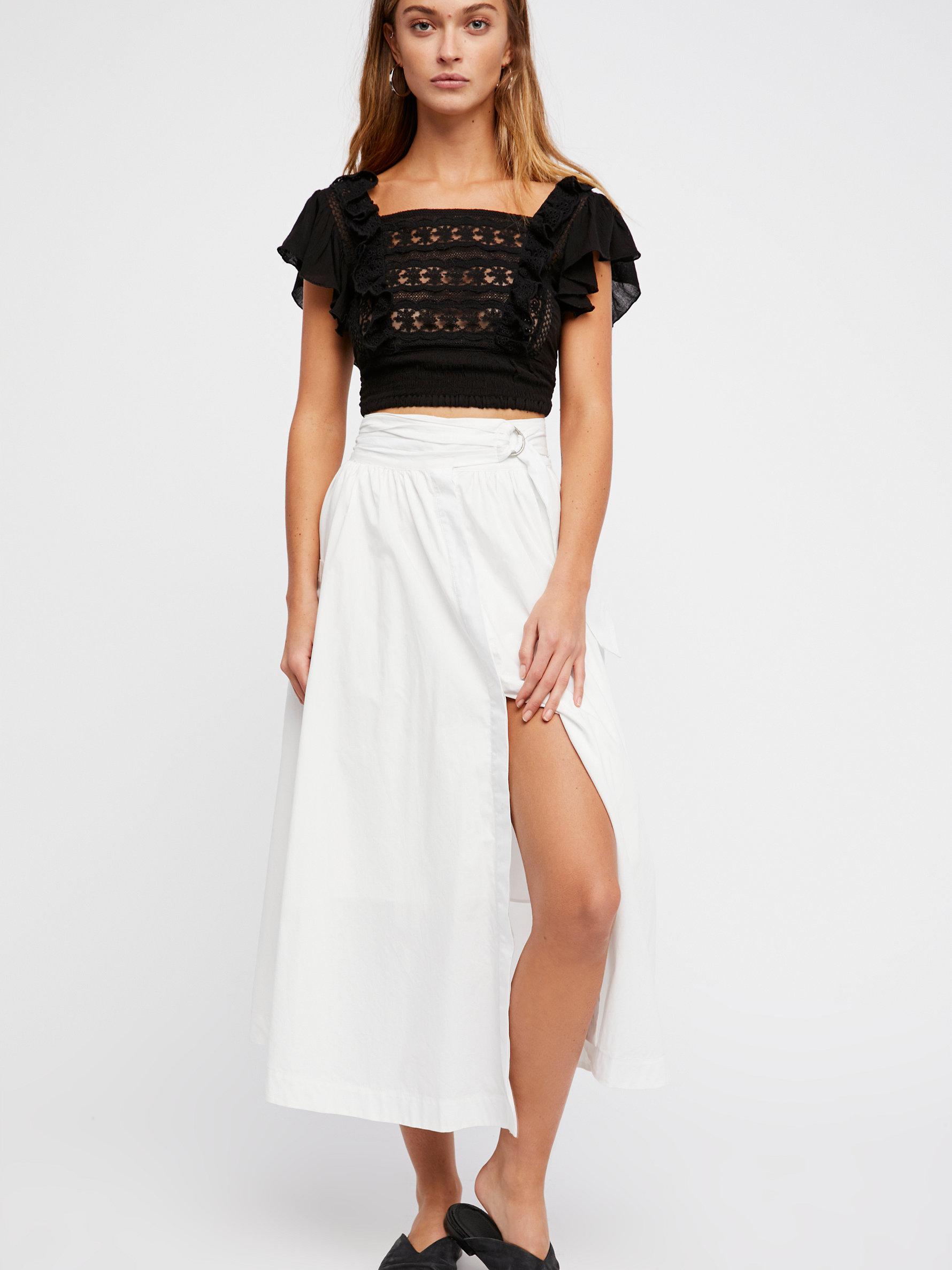 Free People Cotton Sunset Midi Skirt in Ivory (White) - Lyst