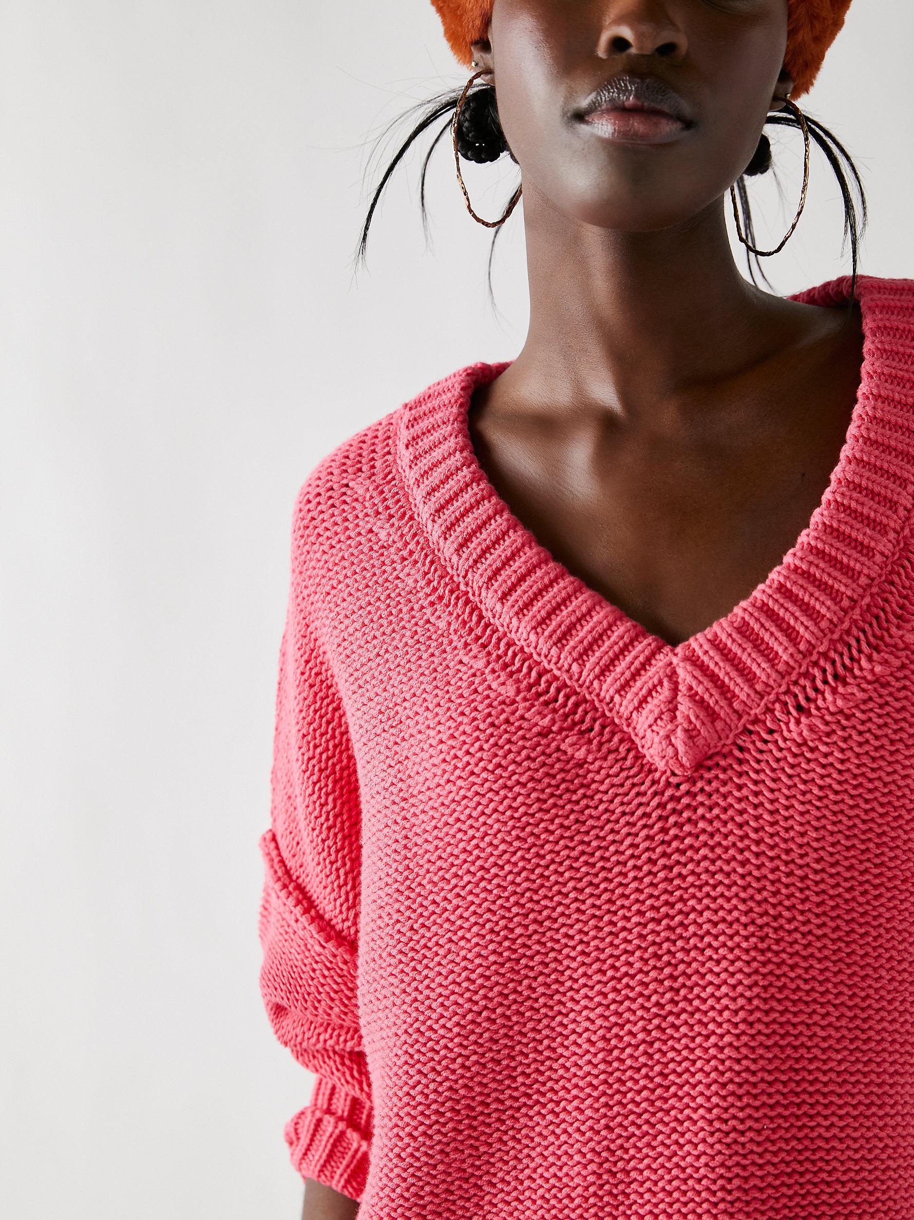 Free People Alli V-neck Sweater in Red | Lyst