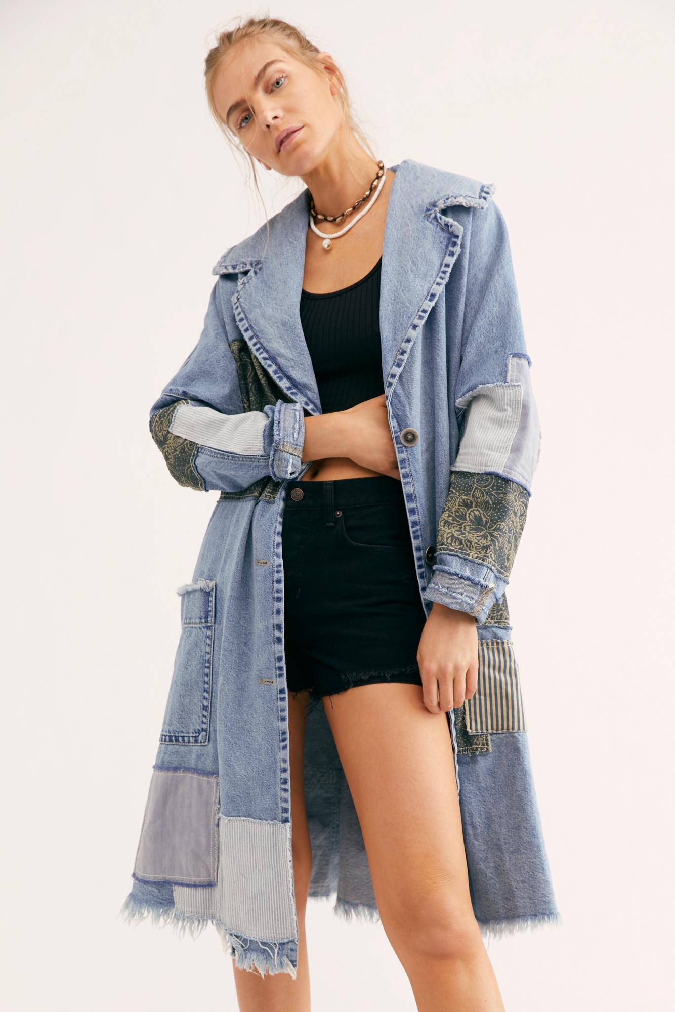 Free People Patchwork Denim Duster in 