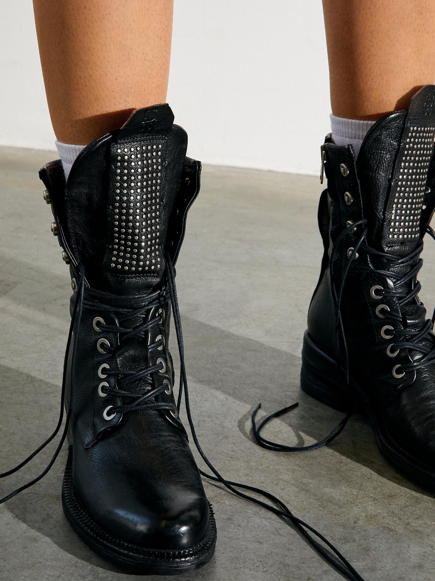 flat black combat boots