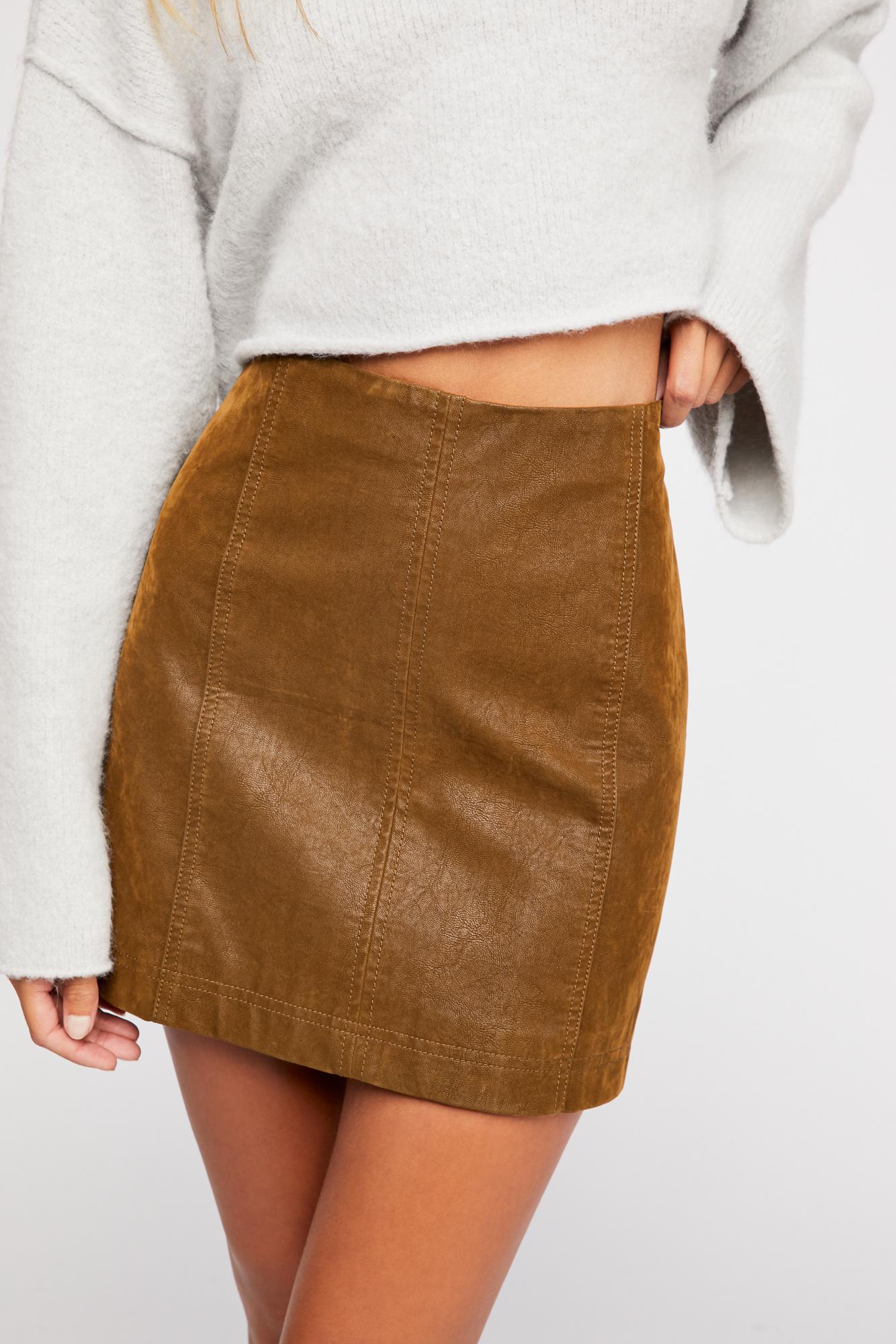 Dried tobacco hot sale suede mini skirt
