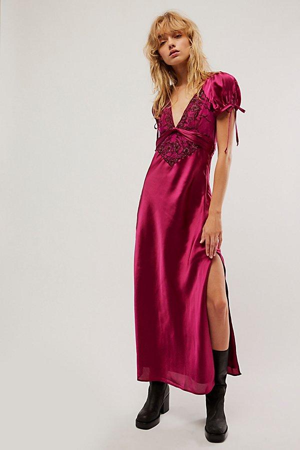 cooper embroidered satin maxi dress Mirabella Pink Satin Sorbet Maxi Dress - XS Size - Women's Dresses