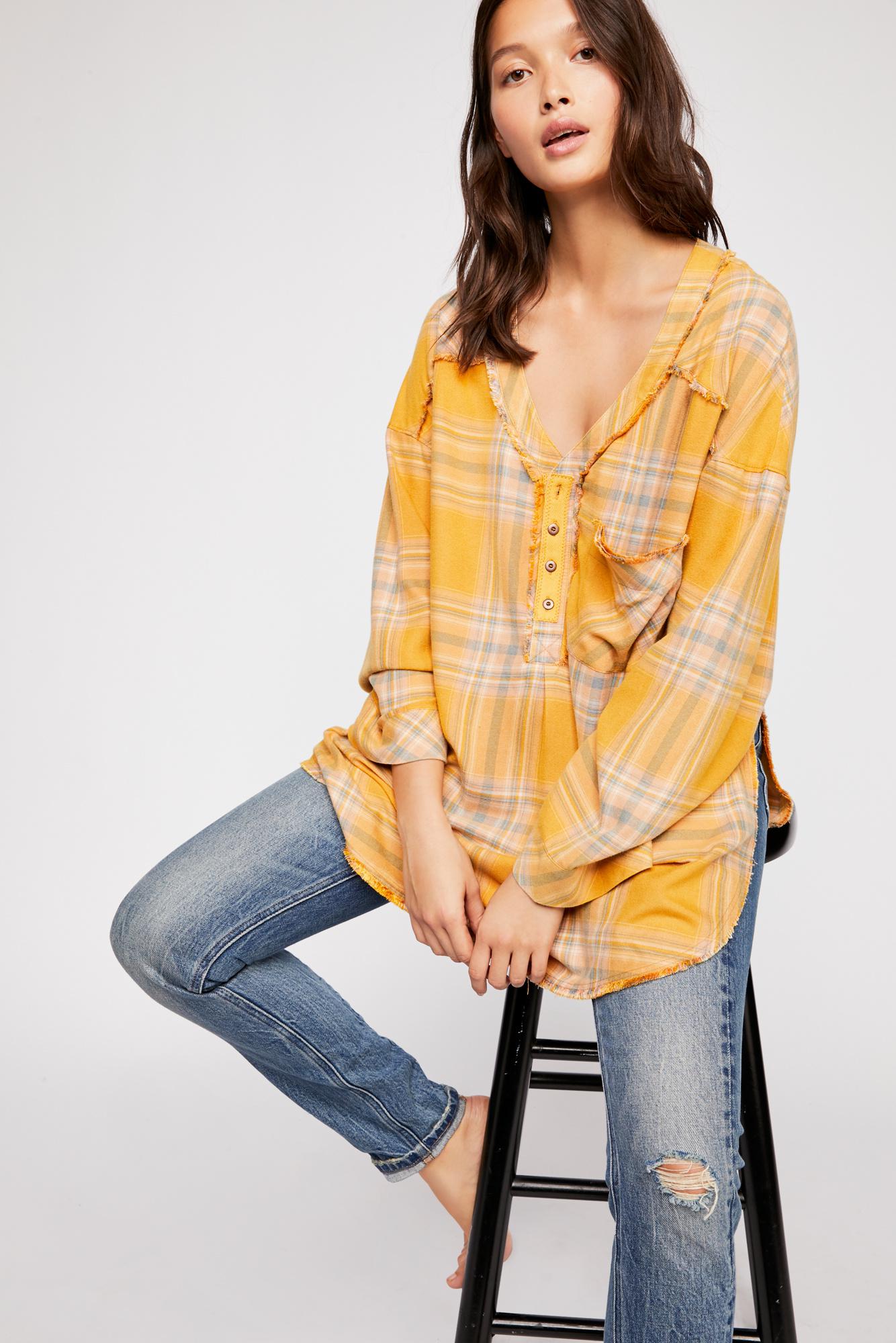 free people yellow shirt