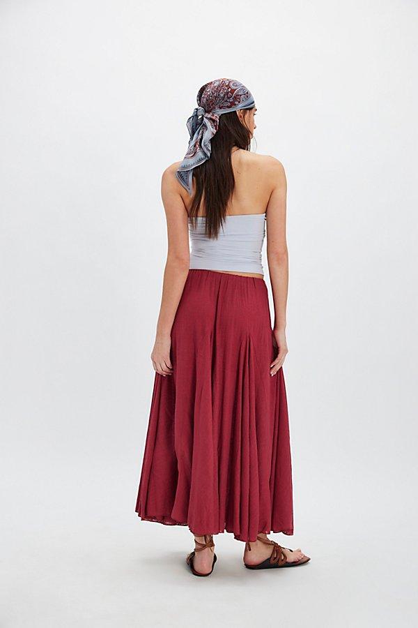 Free People Madras That Solid Linen Maxi Skirt in Red | Lyst
