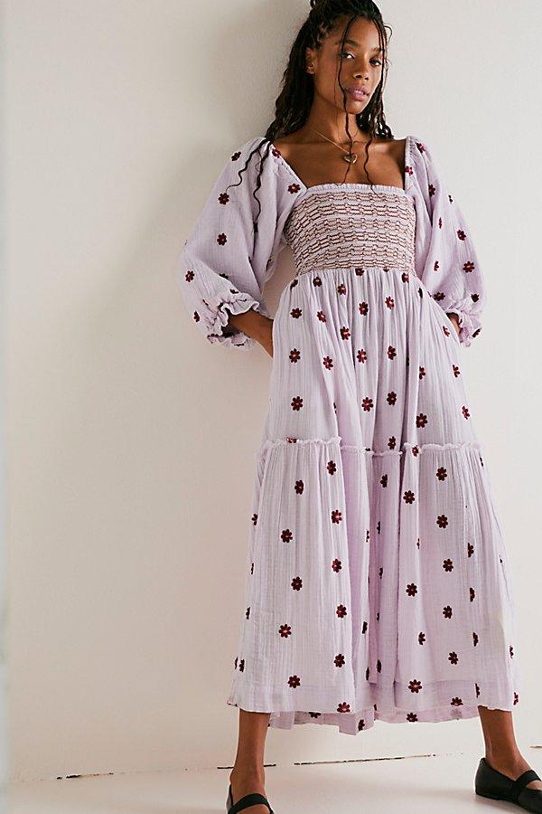 Free People Dahlia Embroidered Maxi Dress At In Frost Lavender Combo Size Xs Lyst UK